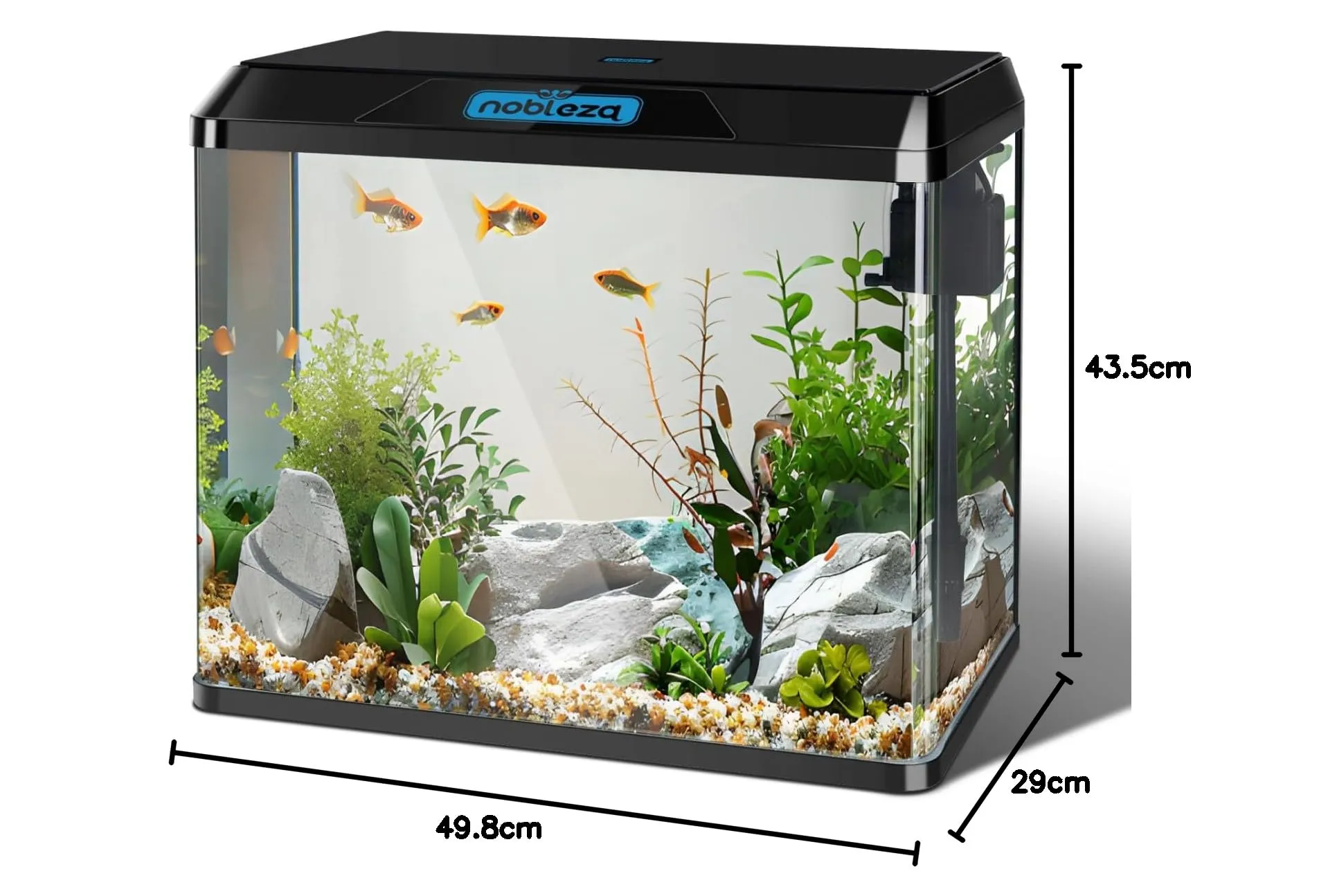 Nobleza Piccolo Acquario Completo 54L con Illuminazione a LED e Sistema di Filtraggio Integrato, Nero - immagine 8