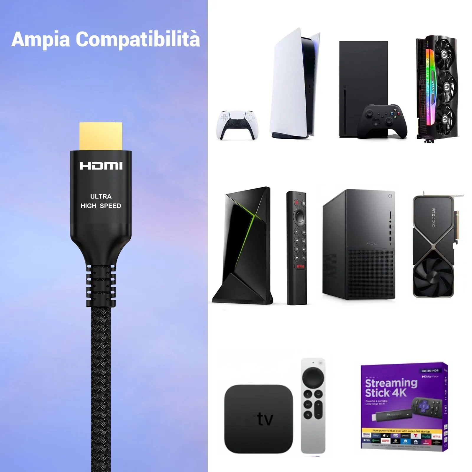Etseinri Cavo HDMI 2.1 Ultra High Speed 10K 8K 4K, 1.5m - immagine 6