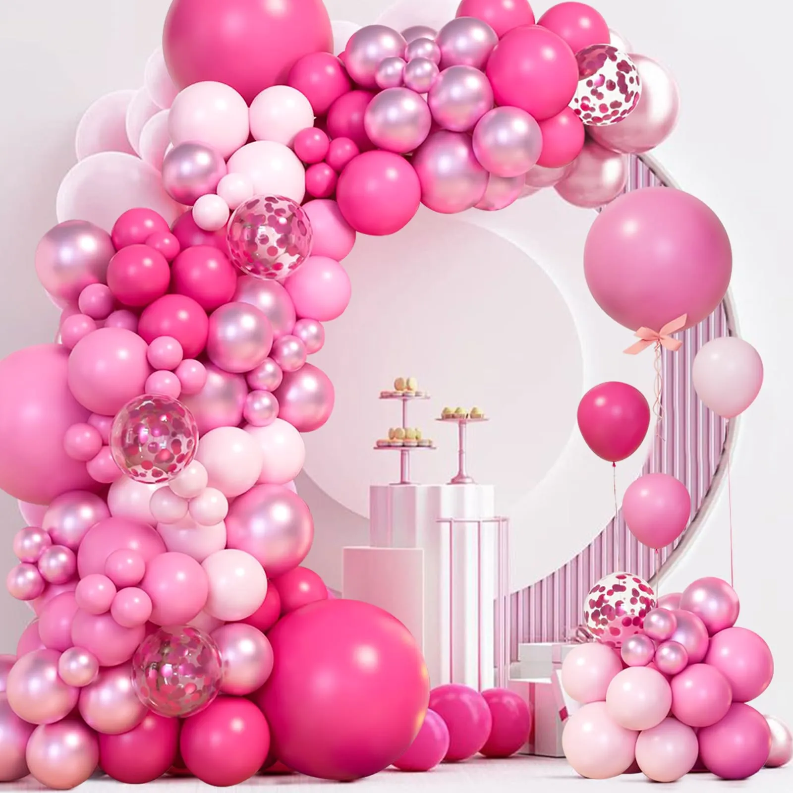 fairymaiden Kit Arco Palloncini Rosa, 115 pezzi - immagine 3