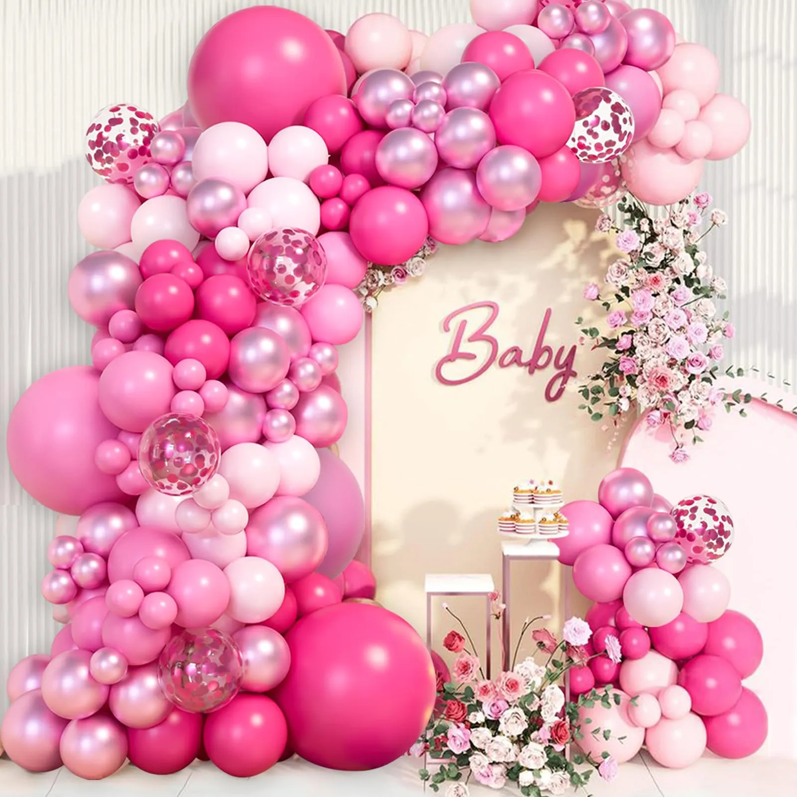 fairymaiden Kit Arco Palloncini Rosa, 115 pezzi - immagine 4
