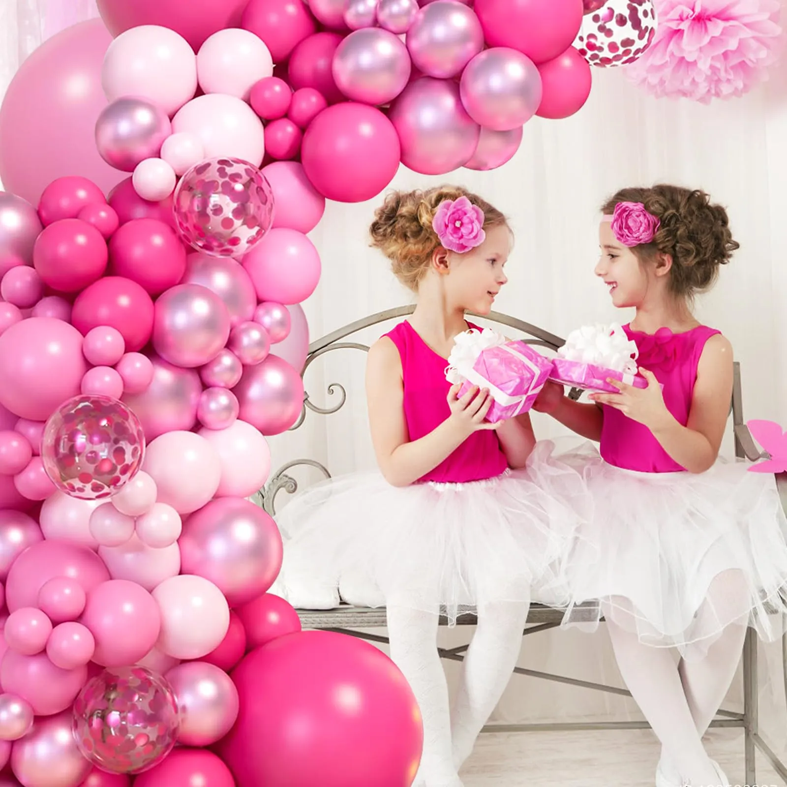fairymaiden Kit Arco Palloncini Rosa, 115 pezzi - immagine 5