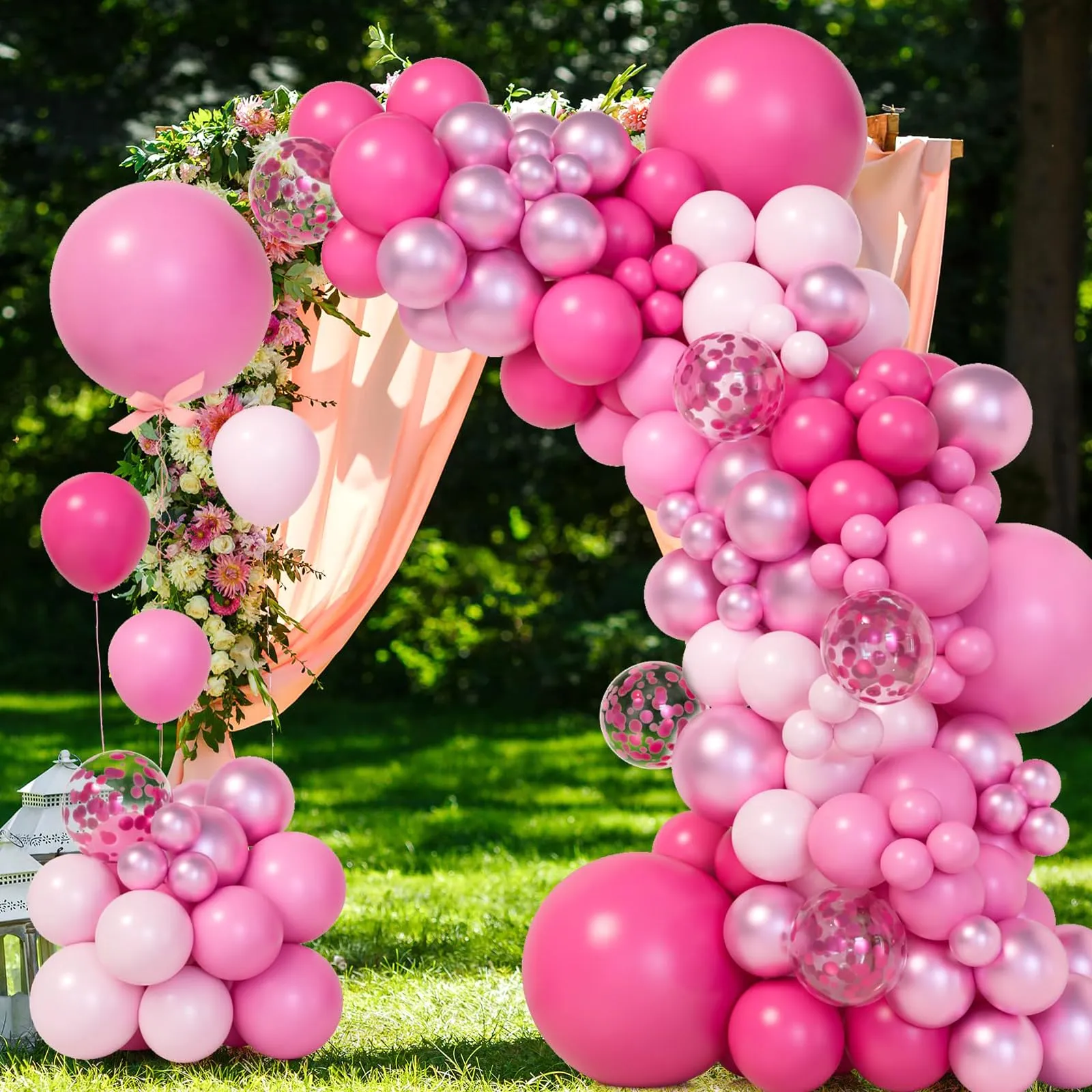 fairymaiden Kit Arco Palloncini Rosa, 115 pezzi - immagine 6