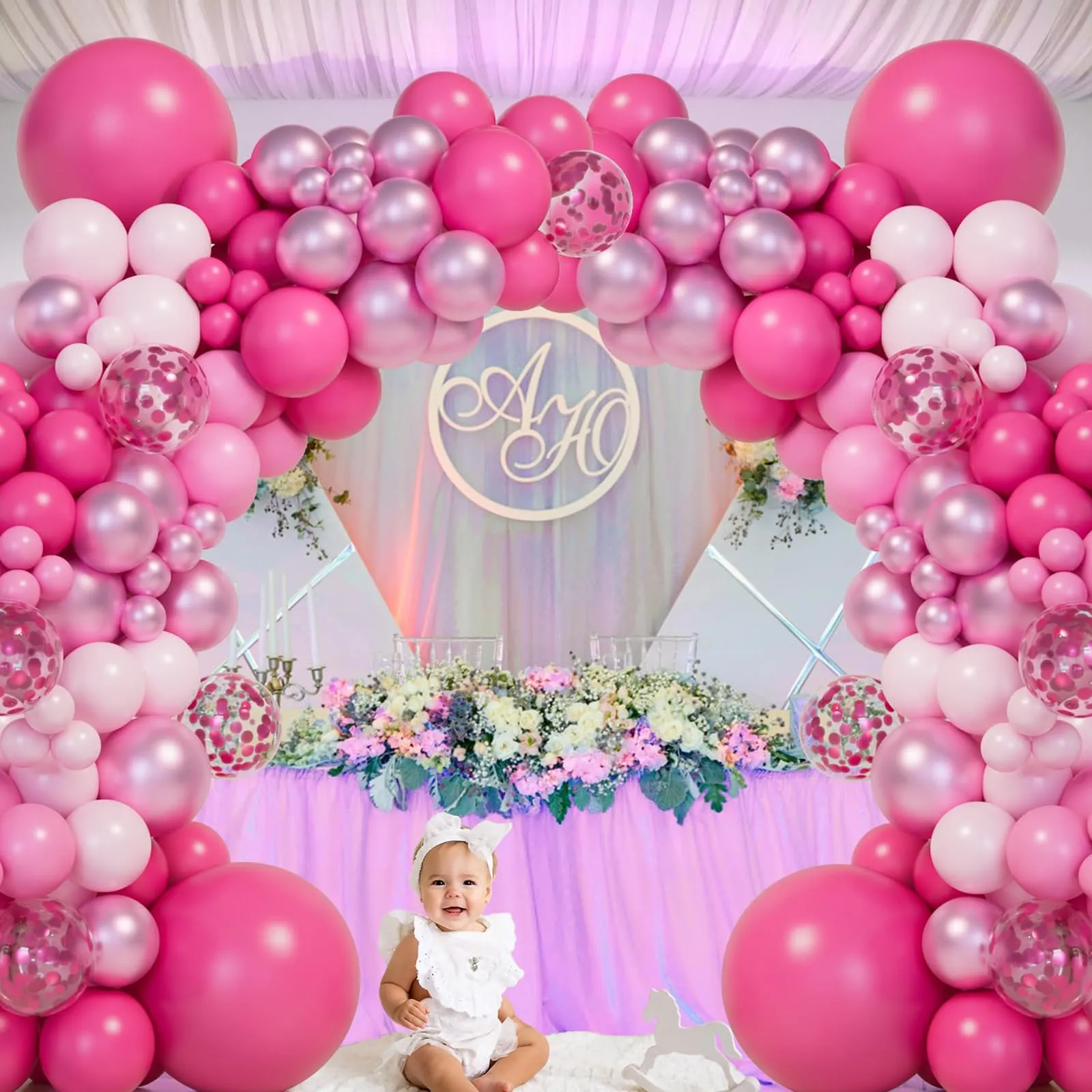 fairymaiden Kit Arco Palloncini Rosa, 115 pezzi - immagine 8