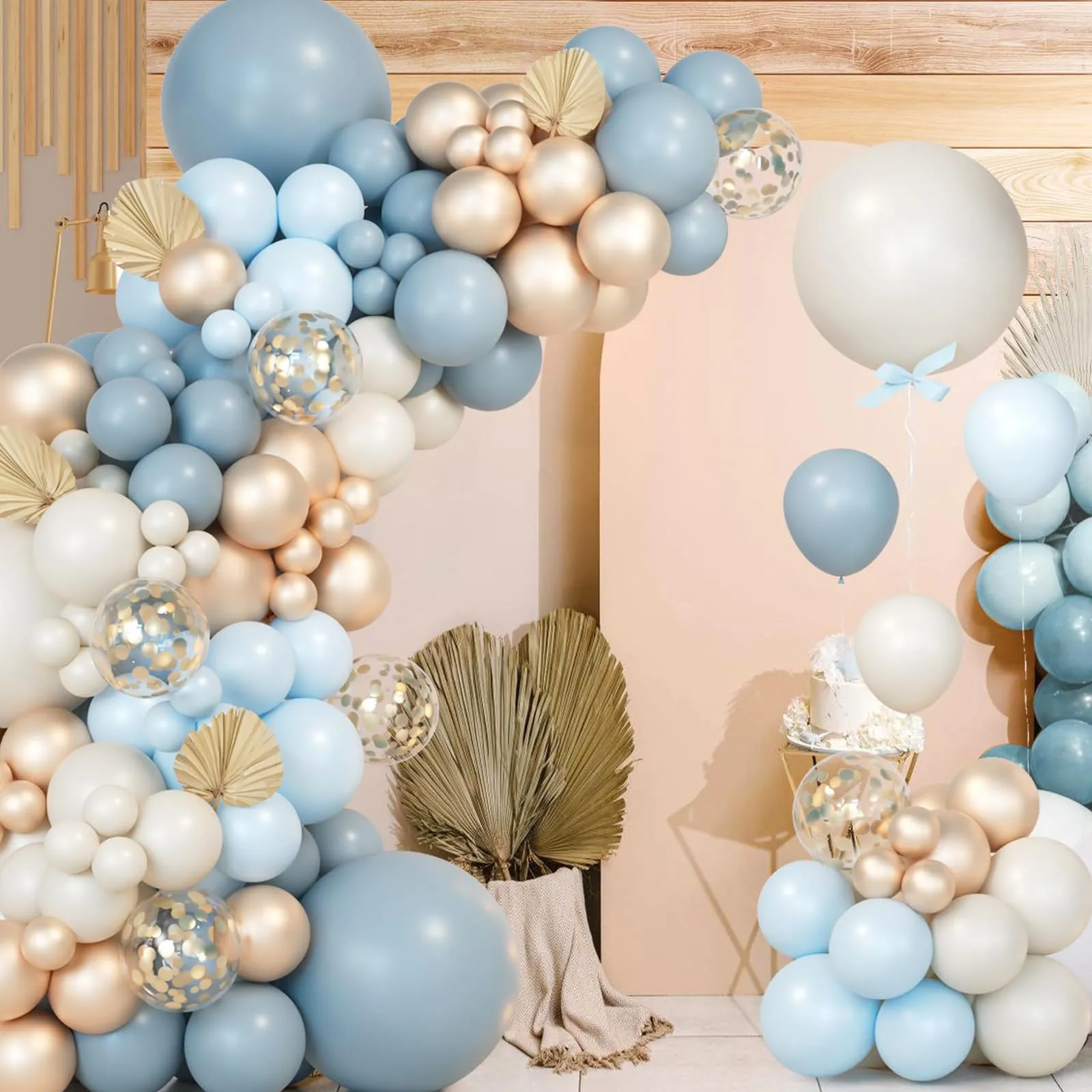 fairymaiden Kit Arco di Palloncini Blu, Azzurri e Dorati - 111 Pezzi - immagine 5