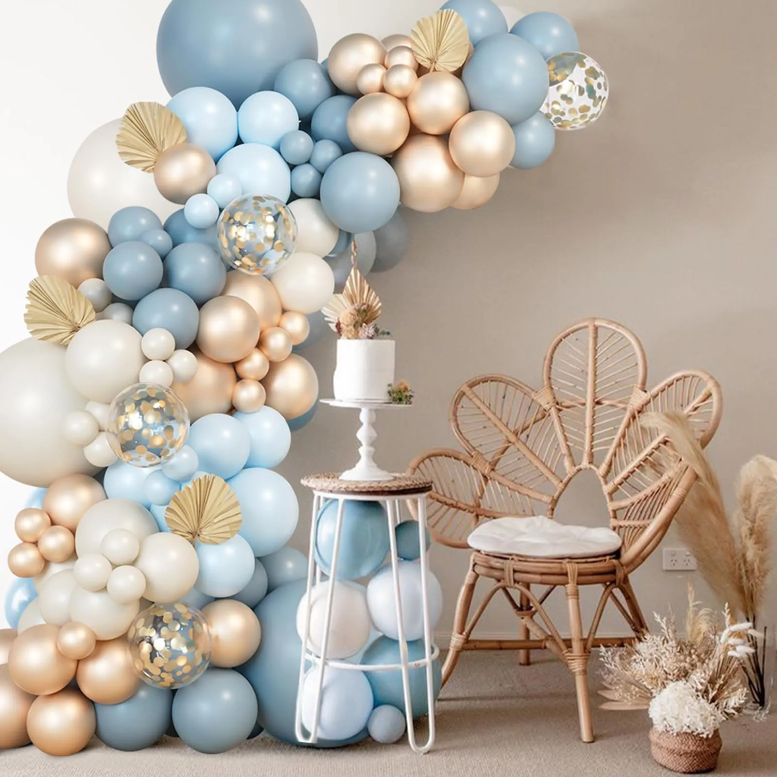 fairymaiden Kit Arco di Palloncini Blu, Azzurri e Dorati - 111 Pezzi - immagine 7