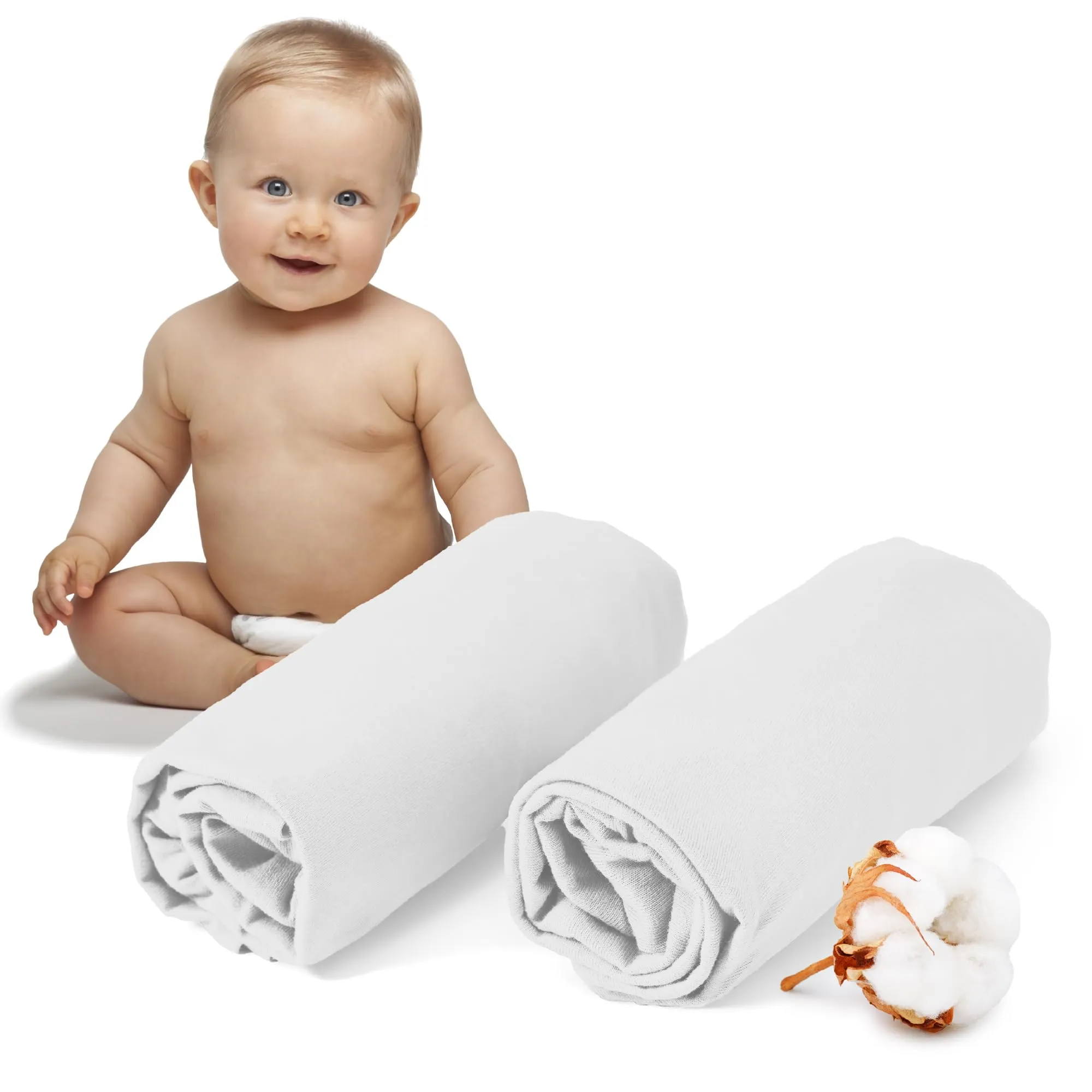 Dreamzie Set 2 Lenzuoli con Angoli in Cotone per Bambini 40x80 Bianco Oeko Tex - immagine 1
