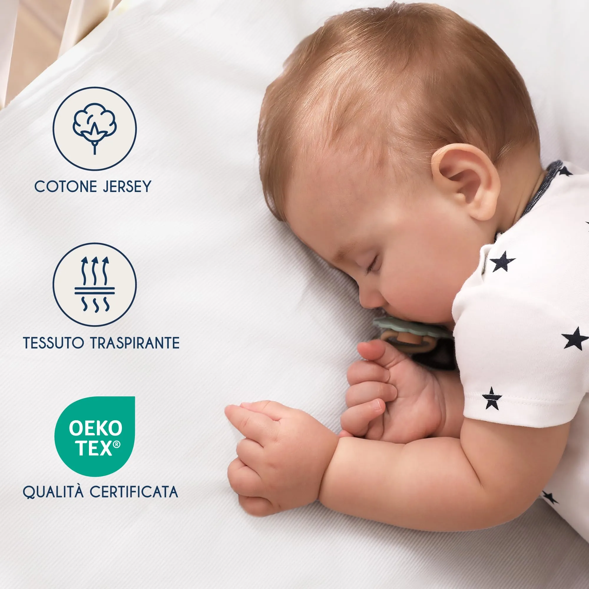 Dreamzie Set 2 Lenzuoli con Angoli in Cotone per Bambini 40x80 Bianco Oeko Tex - immagine 3