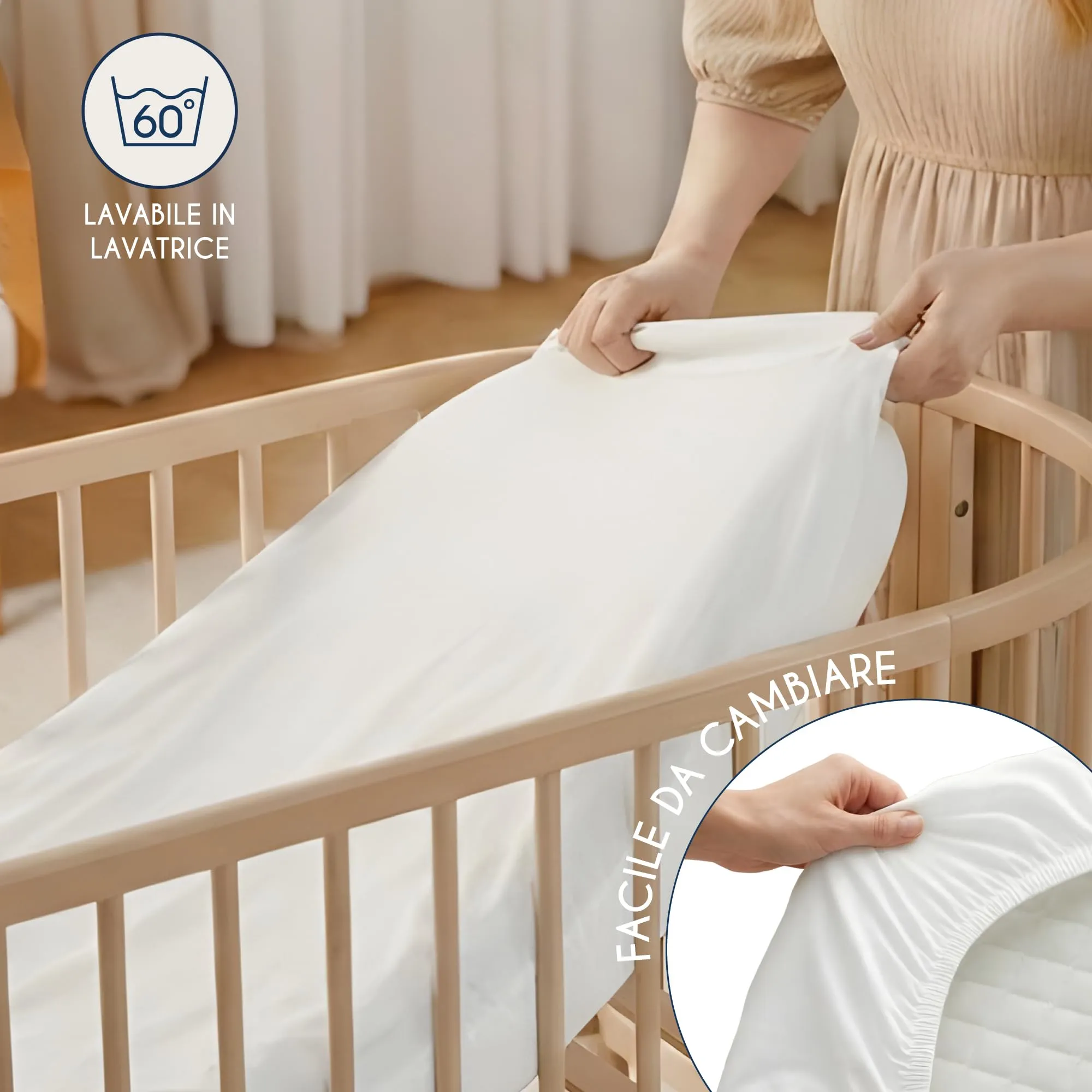 Dreamzie Set 2 Lenzuoli con Angoli in Cotone per Bambini 40x80 Bianco Oeko Tex - immagine 6
