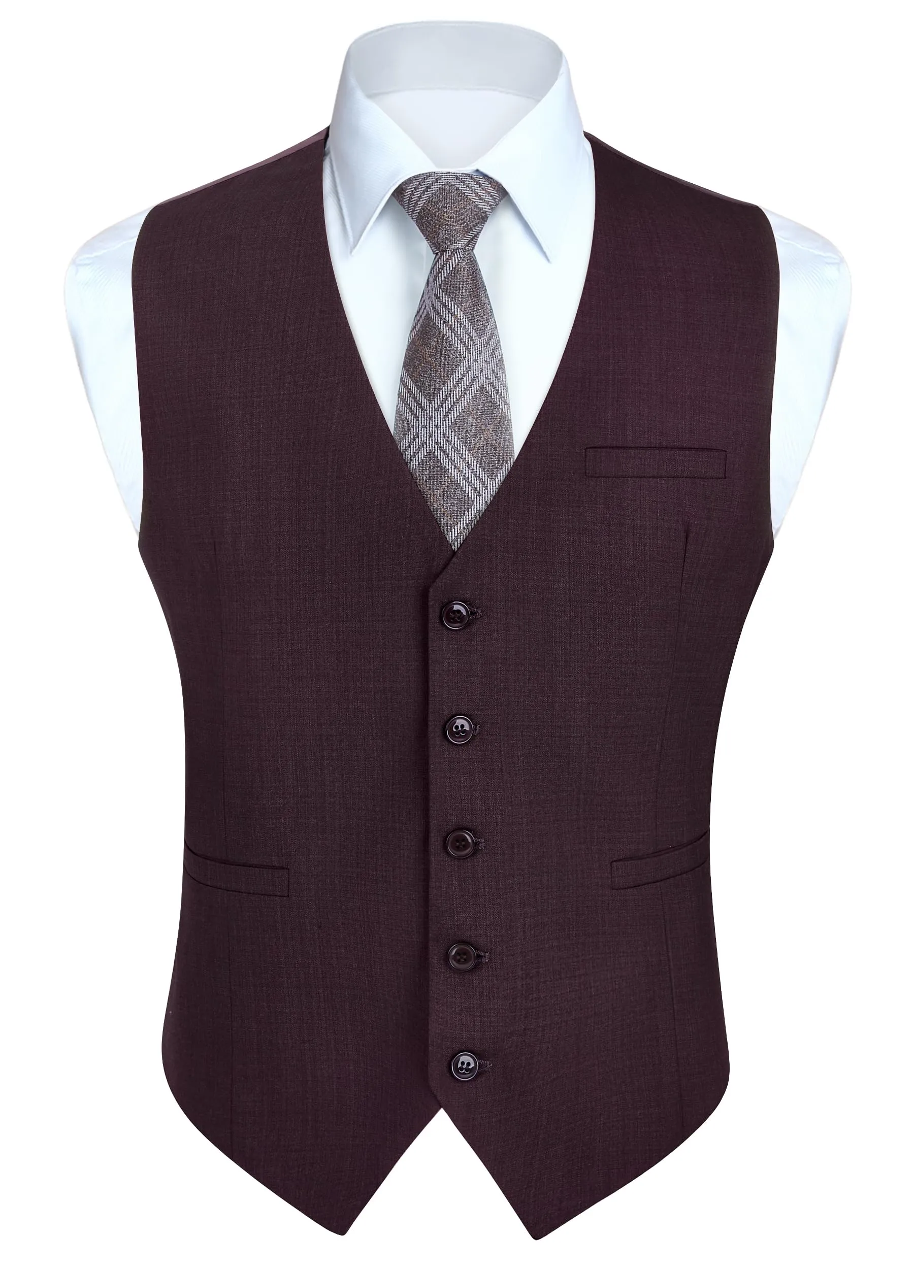 HISDERN Gilet da uomo in cotone tinta unita, Viola scuro, 3XL - immagine 1