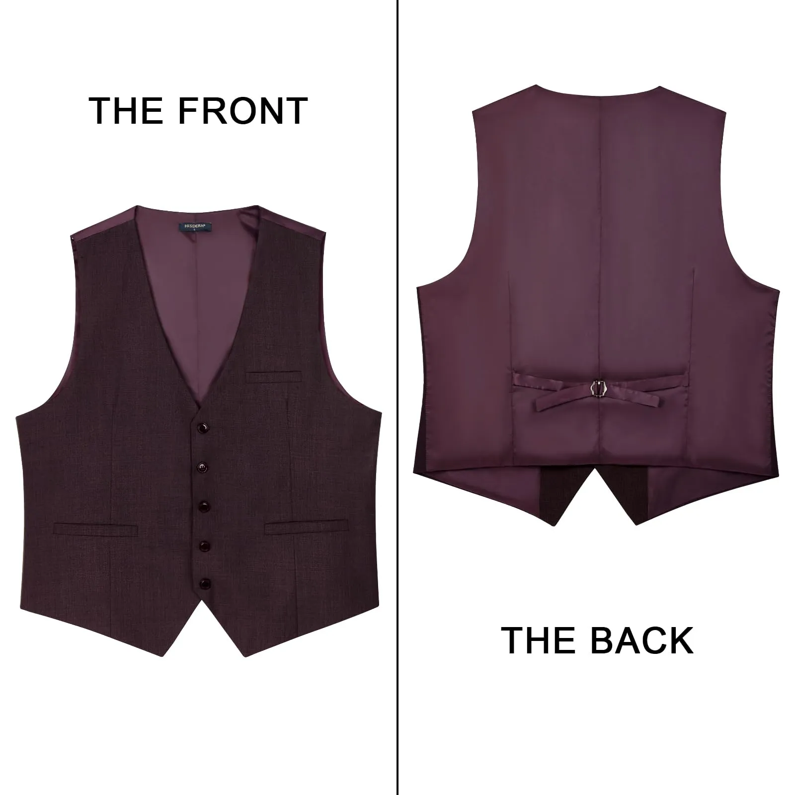 HISDERN Gilet da uomo in cotone tinta unita, Viola scuro, 3XL - immagine 3
