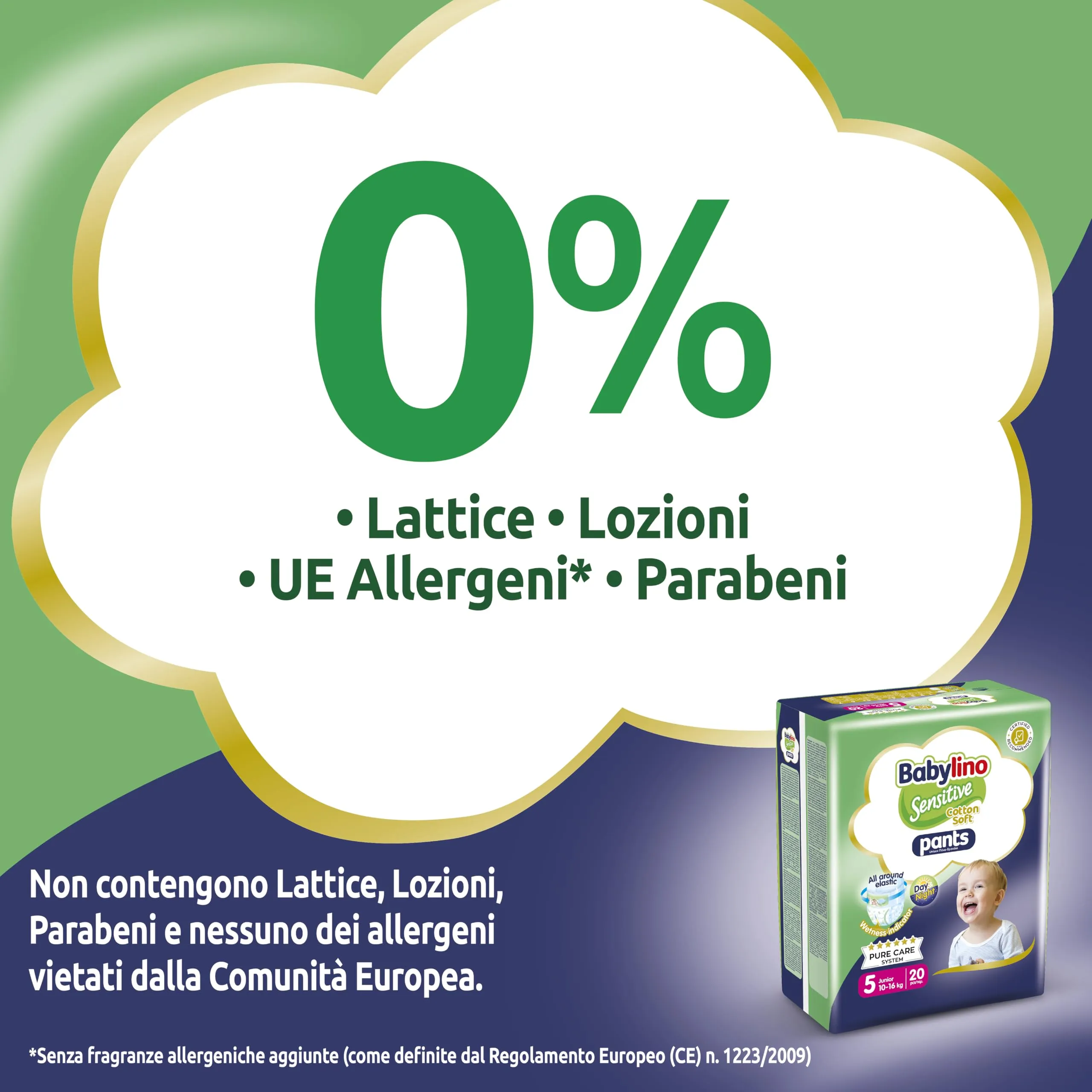 Babylino Sensitive Cotton Soft Pannolini Mutandina Taglia 5, Pants Junior (10-16kg), 20 Unità - immagine 4