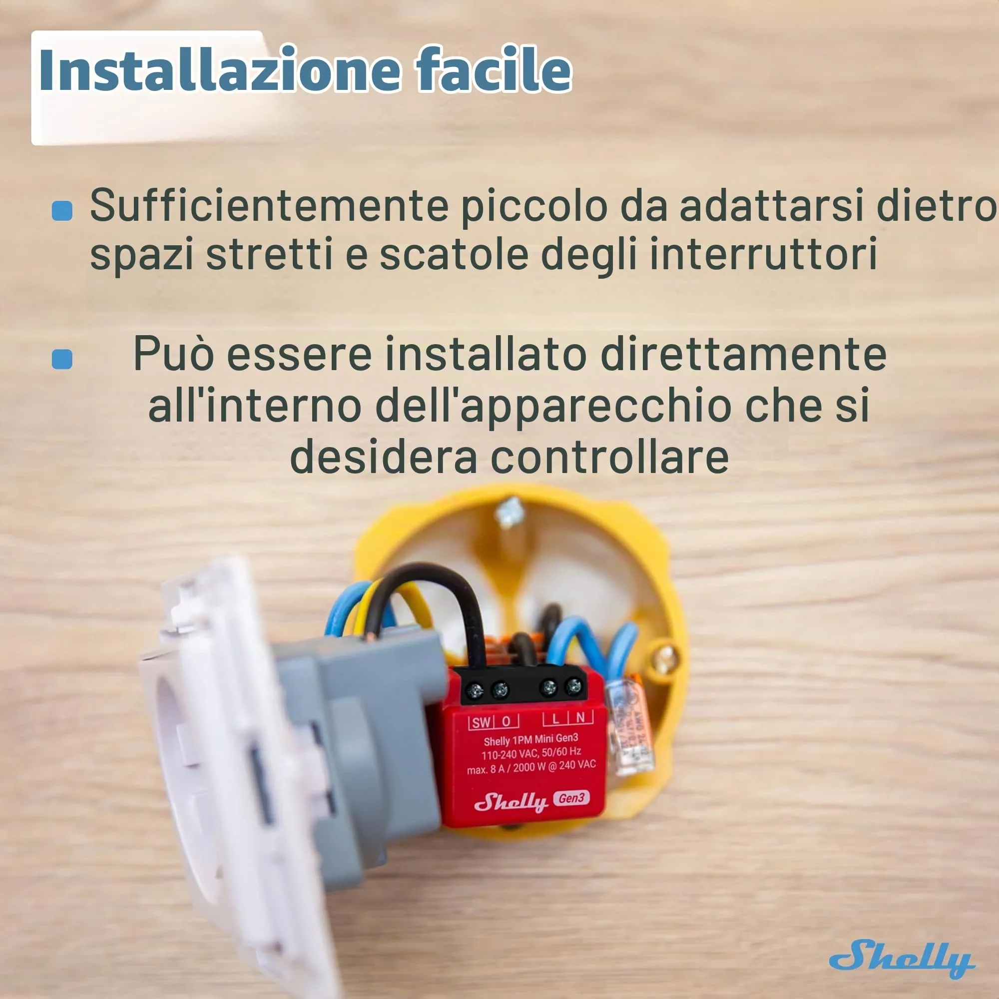 Shelly 1PM Mini Gen3 Smart Switch Relay, WiFi and Bluetooth - immagine 3