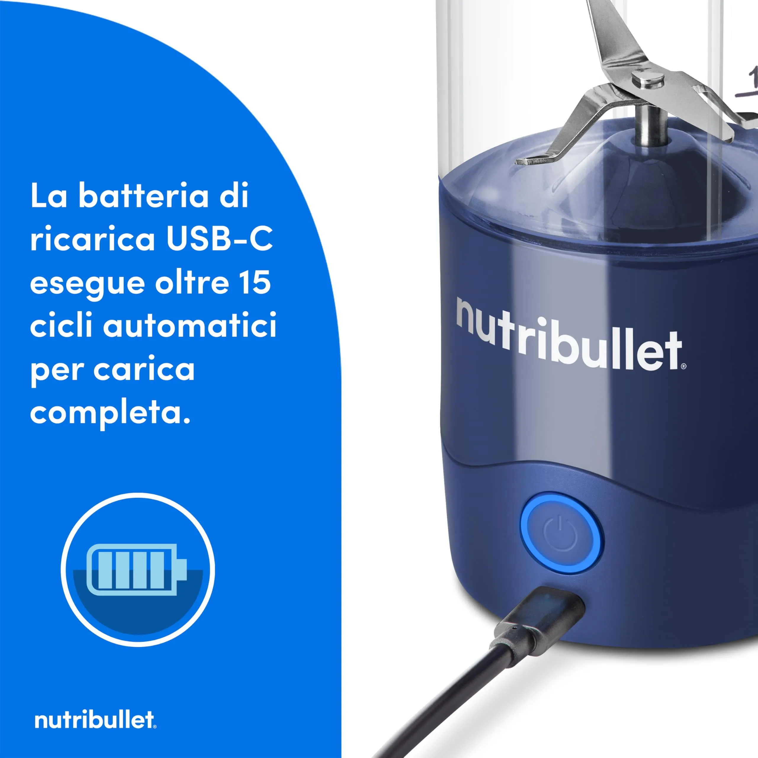 NutriBullet Portable Frullatore Portatile 475ml Blu - immagine 3