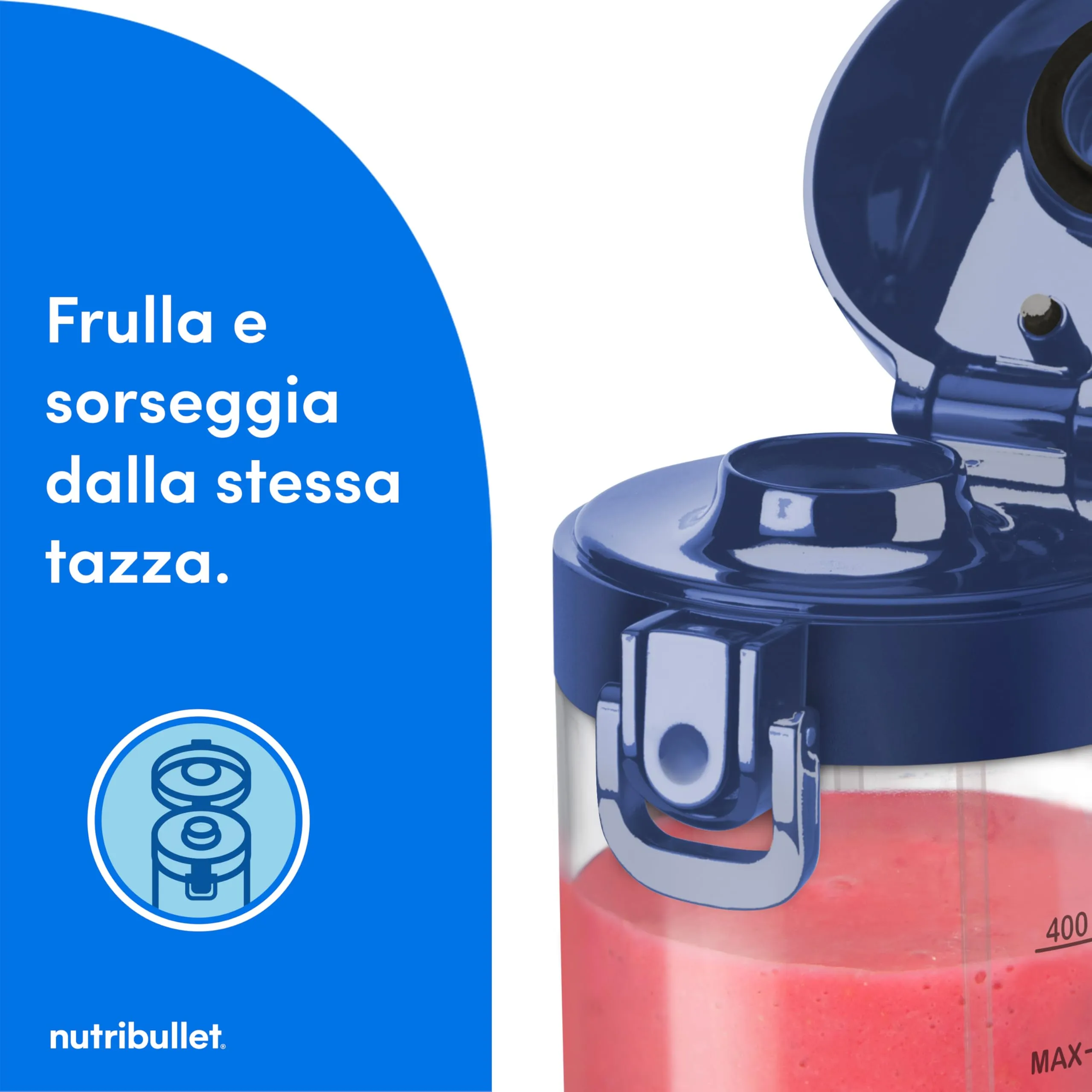 NutriBullet Portable Frullatore Portatile 475ml Blu - immagine 5