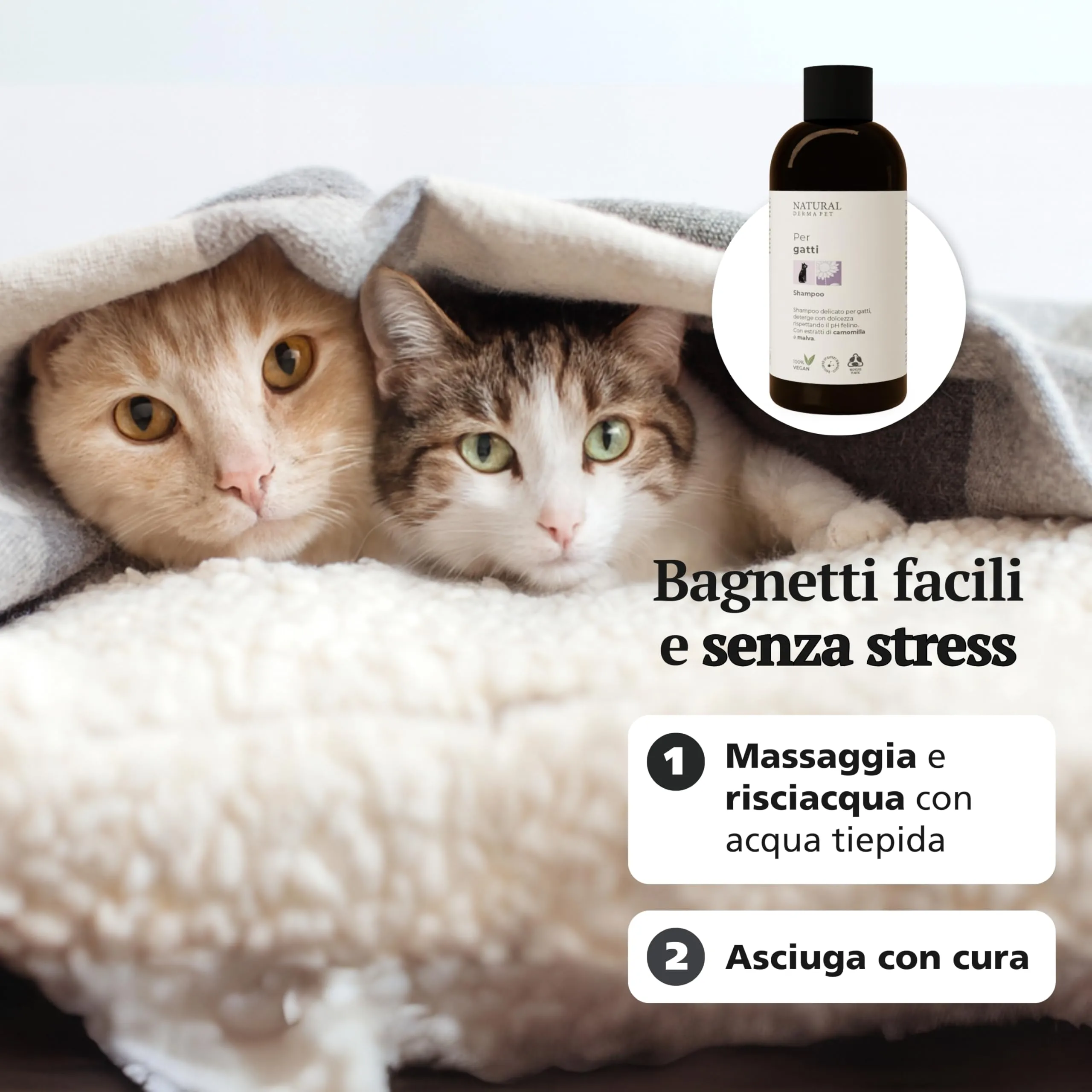 Natural Derma Pet Shampoo per Gatti Azione Lenitiva e Idratante, 200 ml - immagine 5