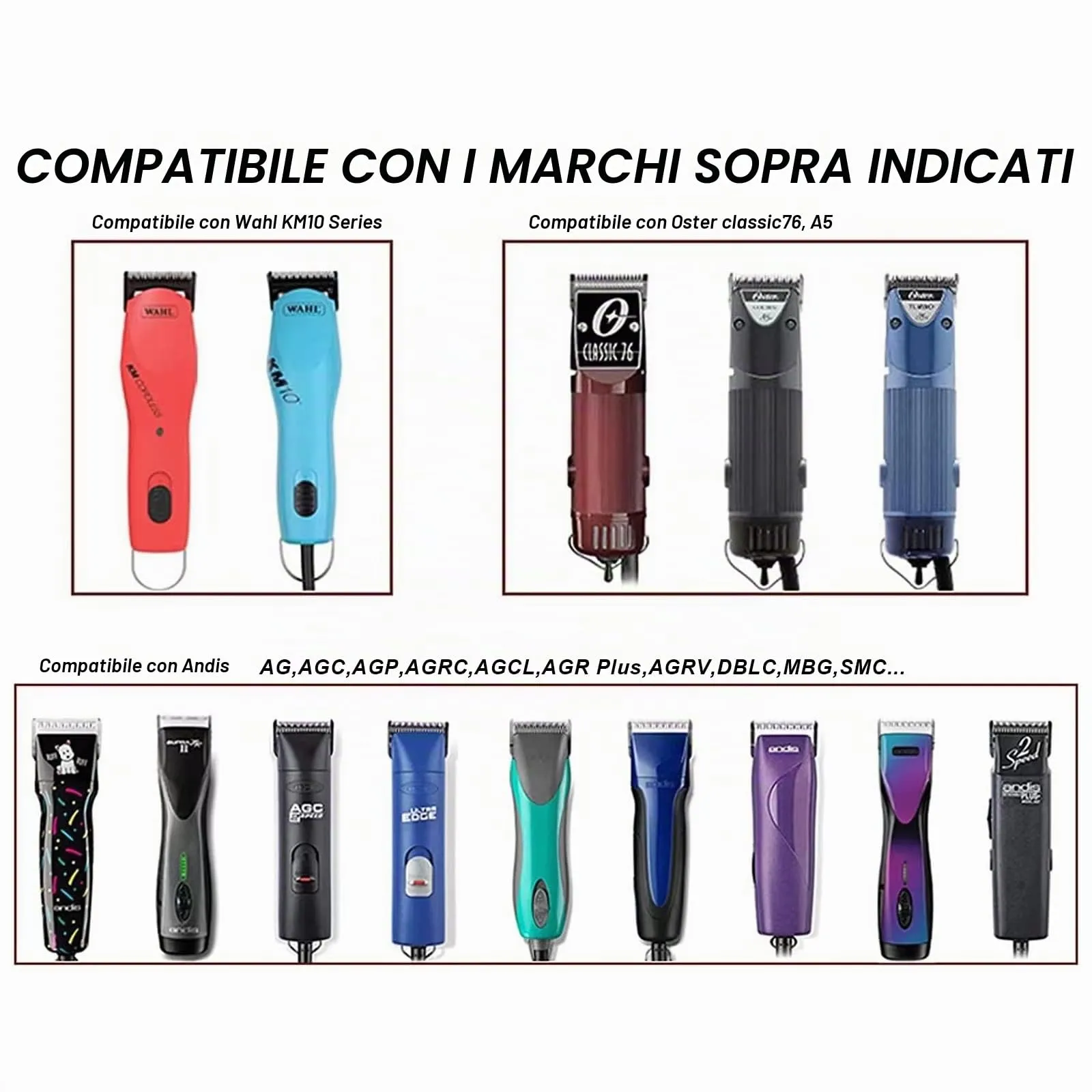 AUDOC Lame in ceramica staccabili per tosatrice cani, compatibili con Andis, Oster A5, Wahl KM, taglia 4FC 3/8" (9,5 mm) - immagine 5