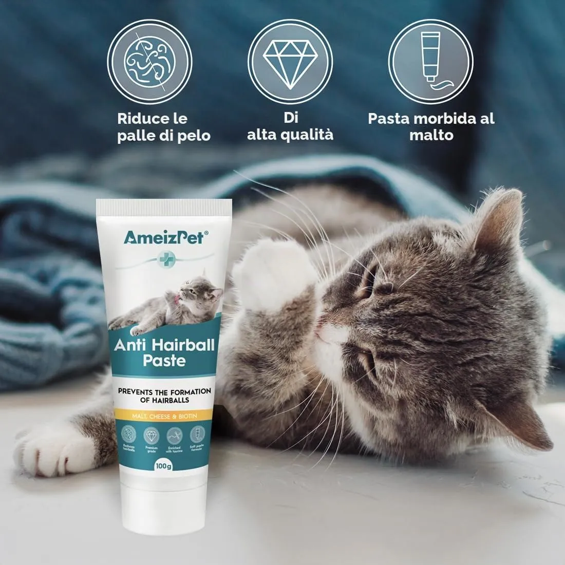 AmeizPet Pasta al Malto per Gatti, 100g - immagine 2