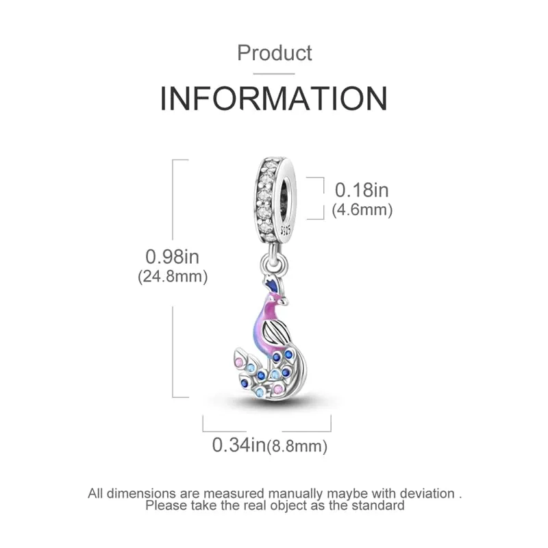 Pandach Bead Charm Ciondolo Argento Sterling 925 con Cubic Zirconia per Braccialetti e Collane Europei - immagine 5
