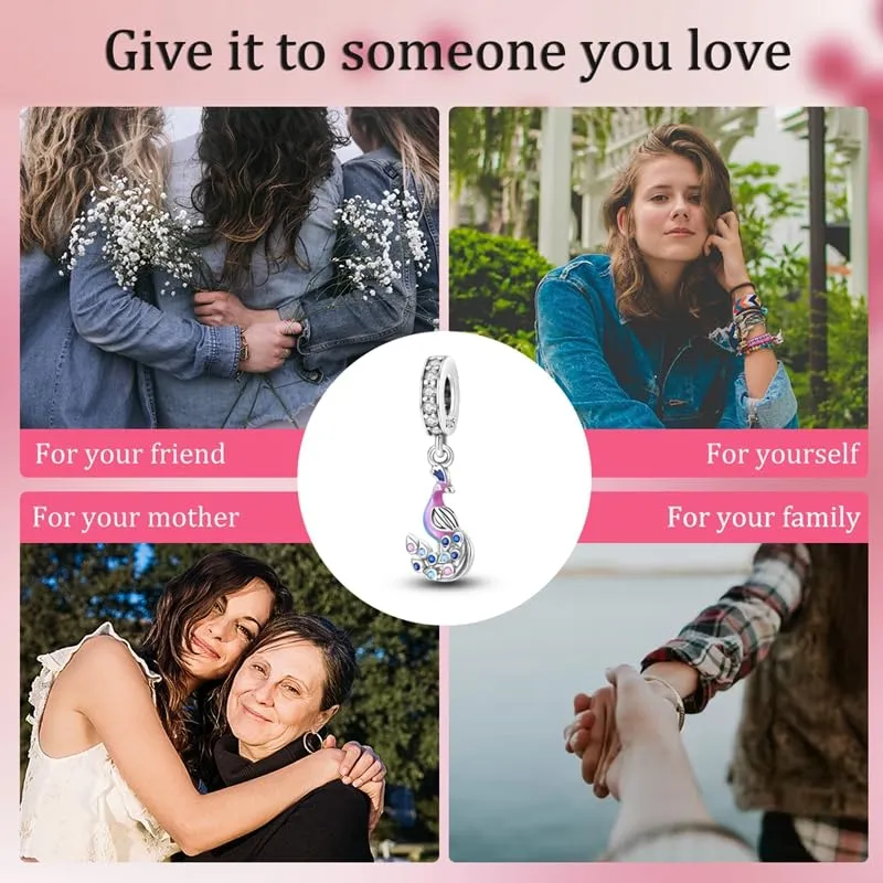 Pandach Bead Charm Ciondolo Argento Sterling 925 con Cubic Zirconia per Braccialetti e Collane Europei - immagine 6