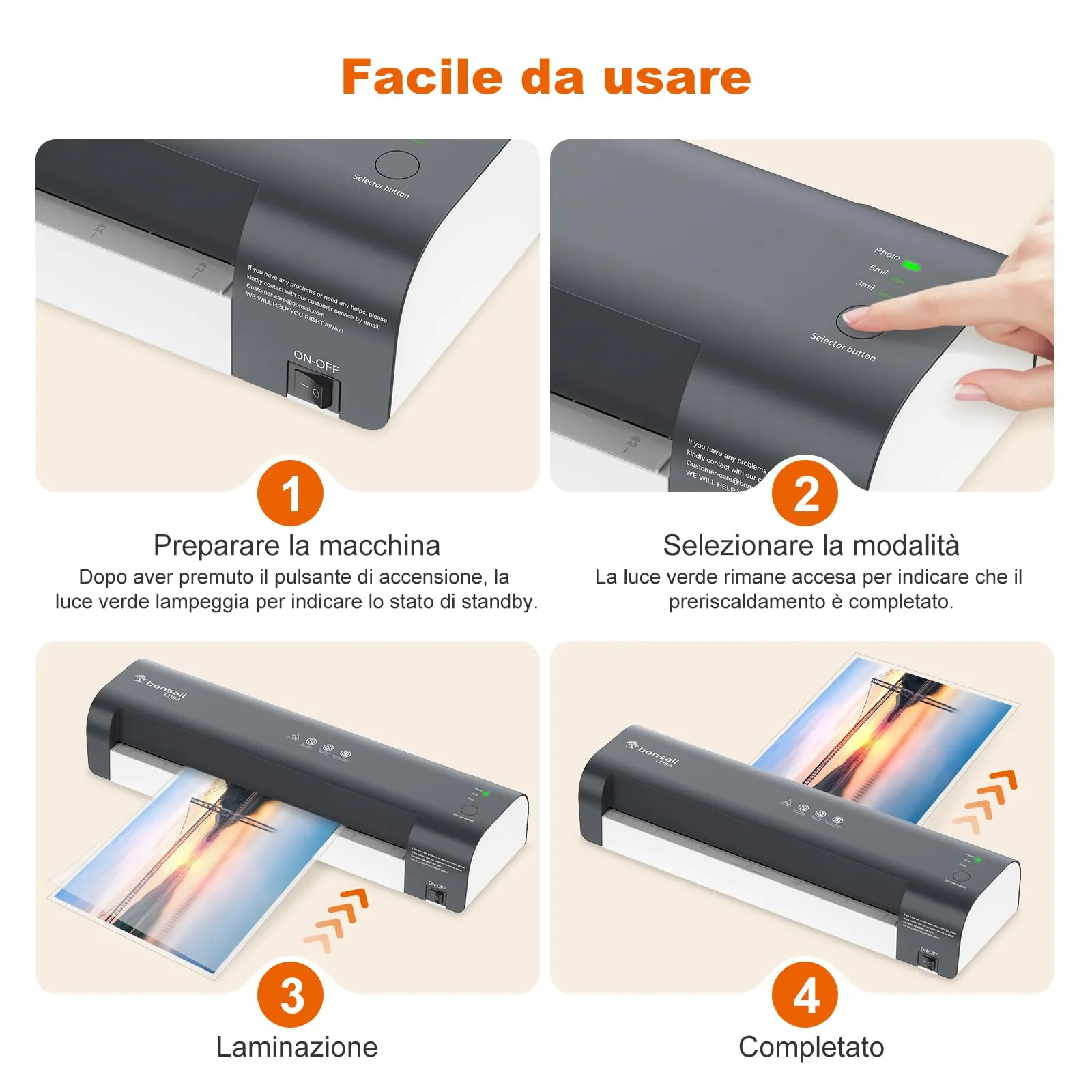 Bonsaii Plastificatrice A3 Kit 7 in 1 con NTC e taglierina - immagine 6