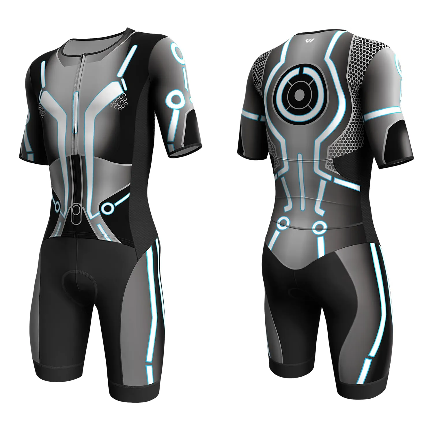 Lo.gas Tuta Triathlon Uomo Stretch Full Zip Antivento Traspirante Riflettente Imbottita Tinta Unita - immagine 1