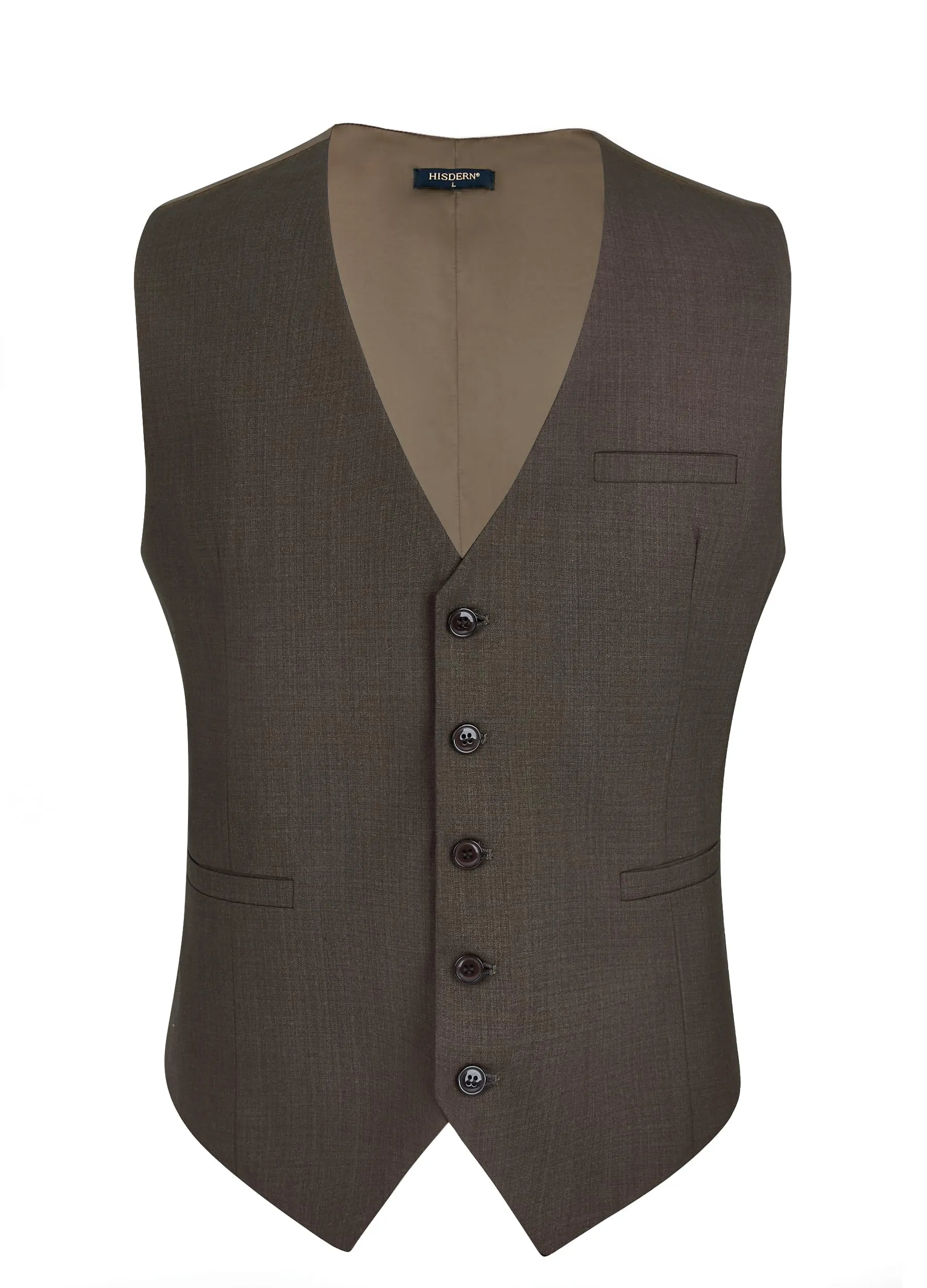 HISDERN Gilet da uomo in cotone tinta unita, Marrone vintage, M - immagine 2