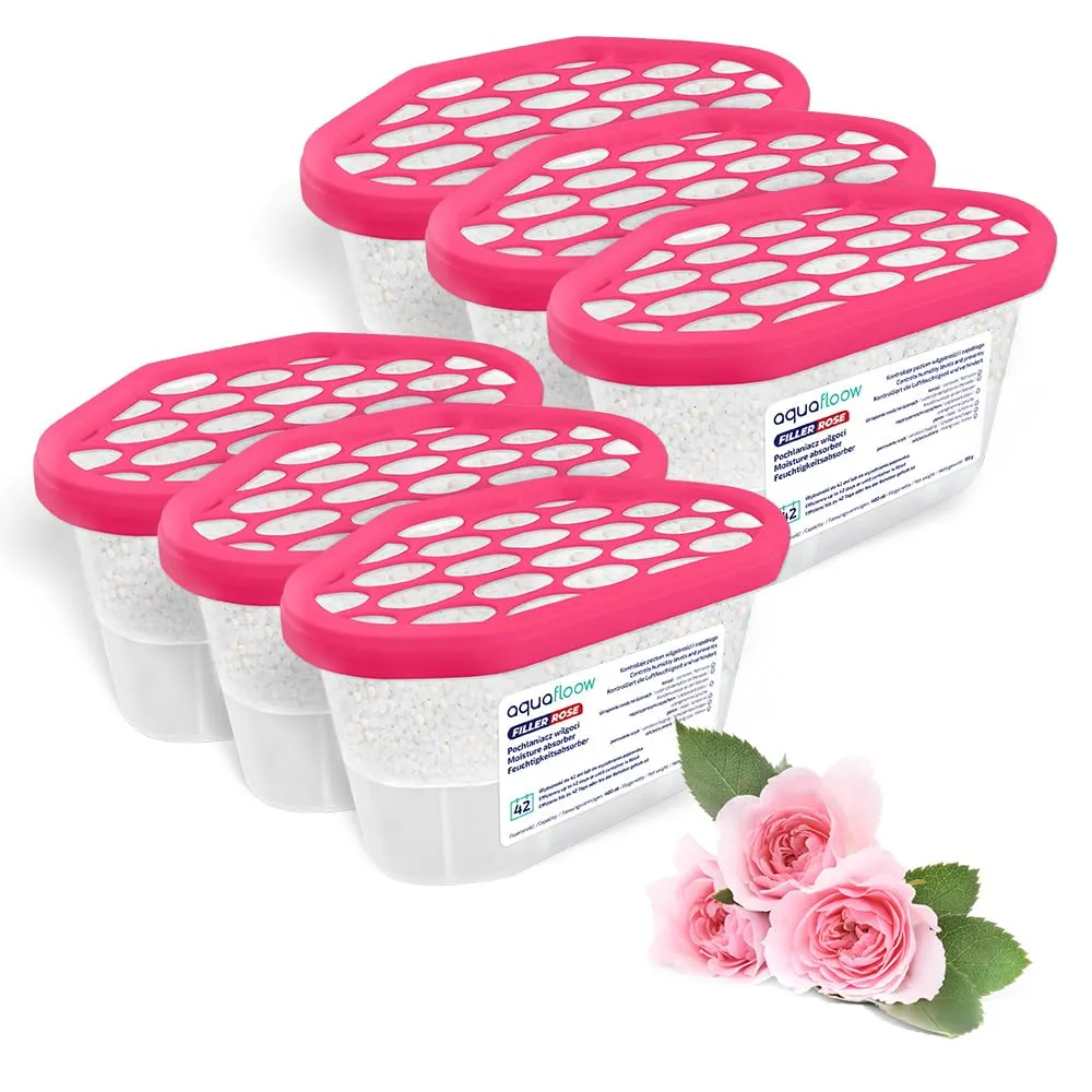 Aquafloow Assorbitore di Umidità per Ambienti 400 ml, Rose, 6 Pezzi - immagine 1