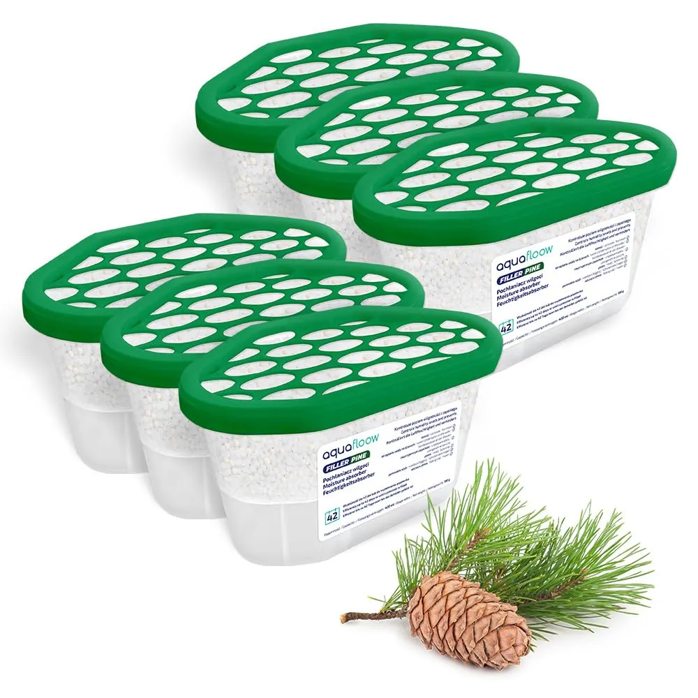 Aquafloow Assorbitore di Umidità per Ambienti 400 ml, Pino, 6 Pezzi - immagine 1