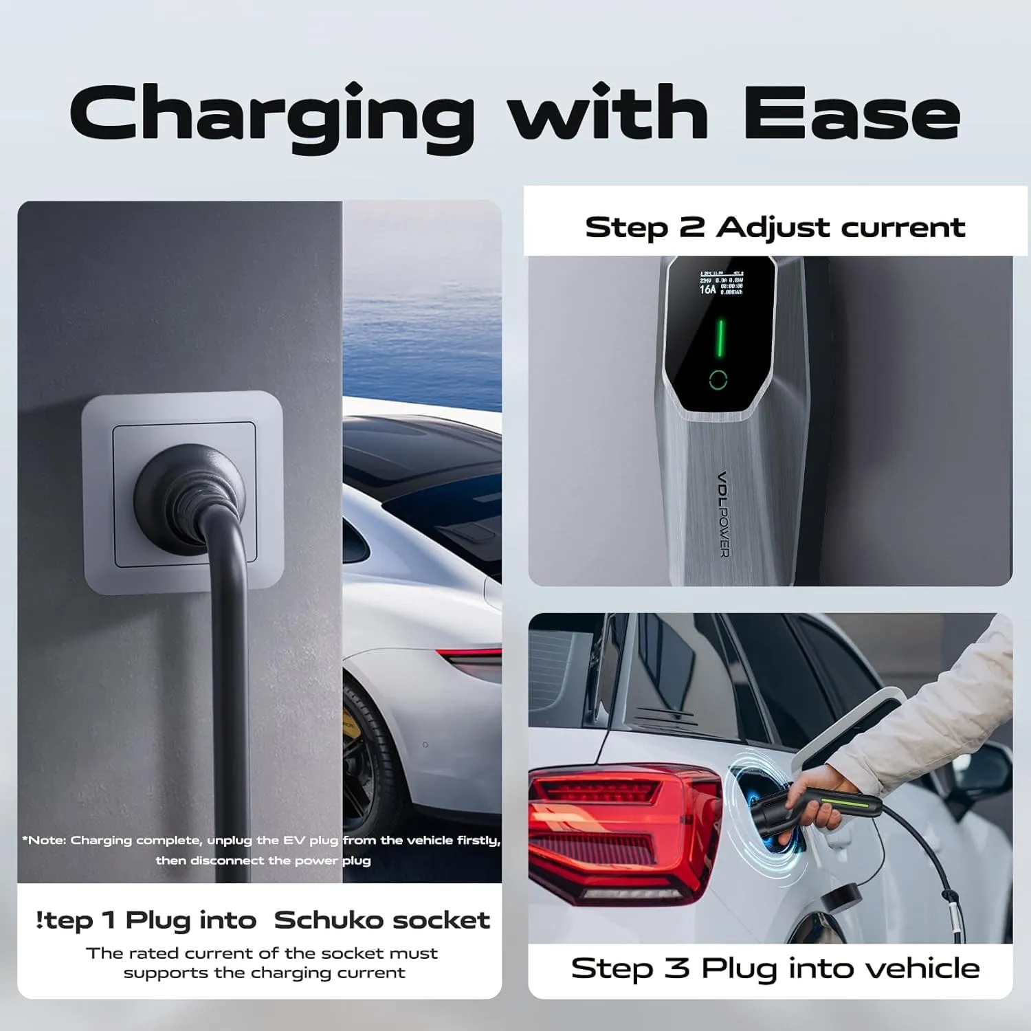 VDLPOWEREU Cavo di Ricarica Auto Elettrica Tipo 2, 3,6 KW, 5m, 6-16A, Spina EU Schuko, IP65 (IEC 62196-2) - immagine 6
