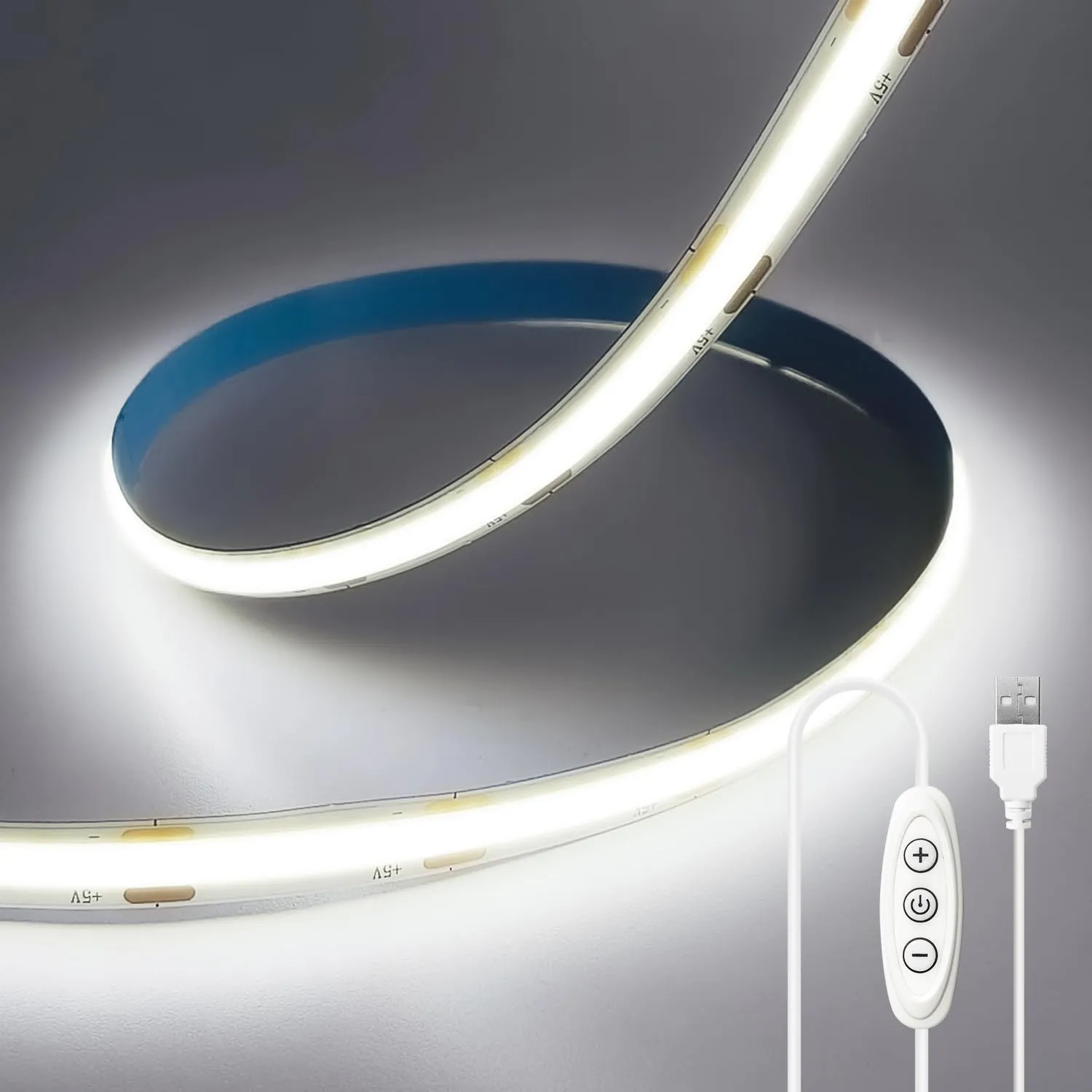 ShineBurky Striscia LED COB 5V USB, Bianco Freddo 6000K, 2M, 640LED, CRI93+ - immagine 1