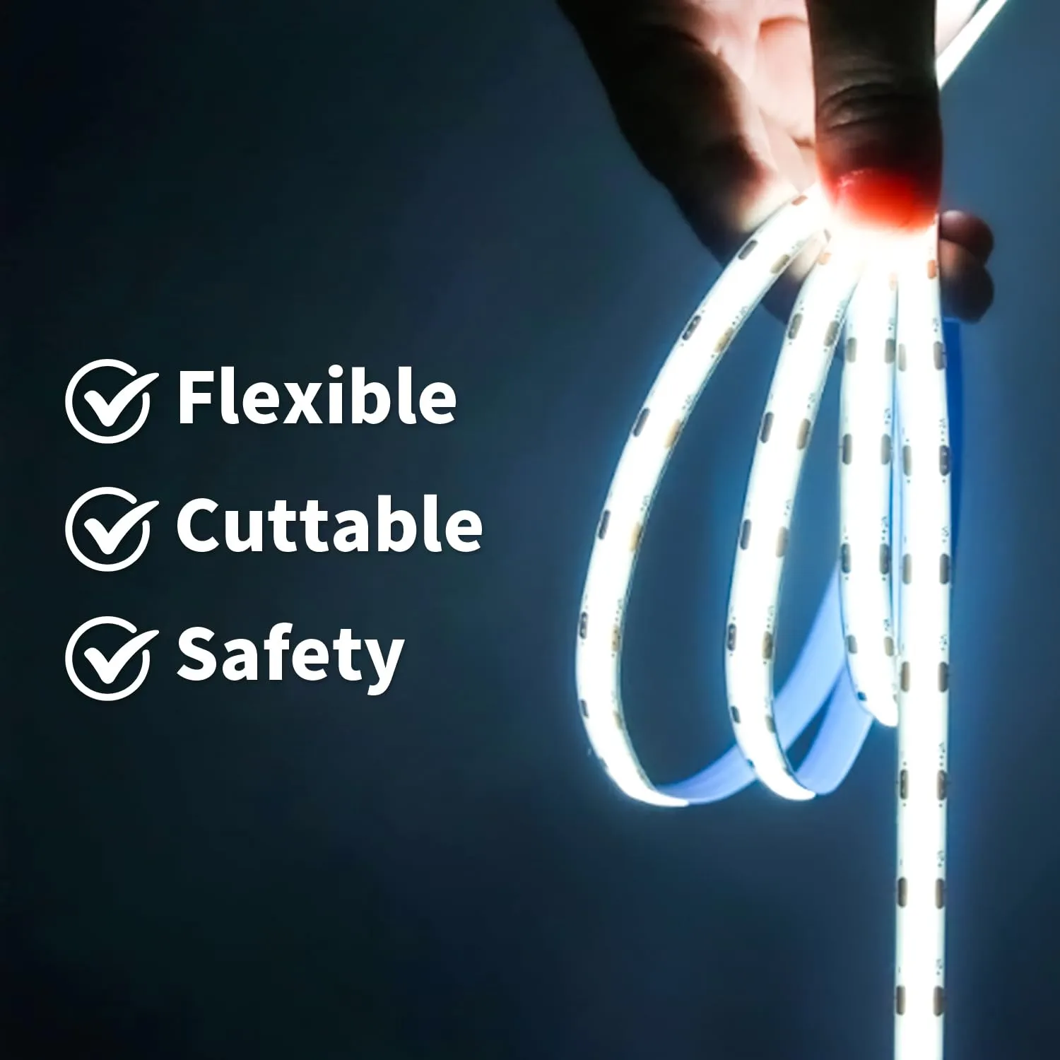ShineBurky Striscia LED COB 5V USB, Bianco Freddo 6000K, 2M, 640LED, CRI93+ - immagine 2