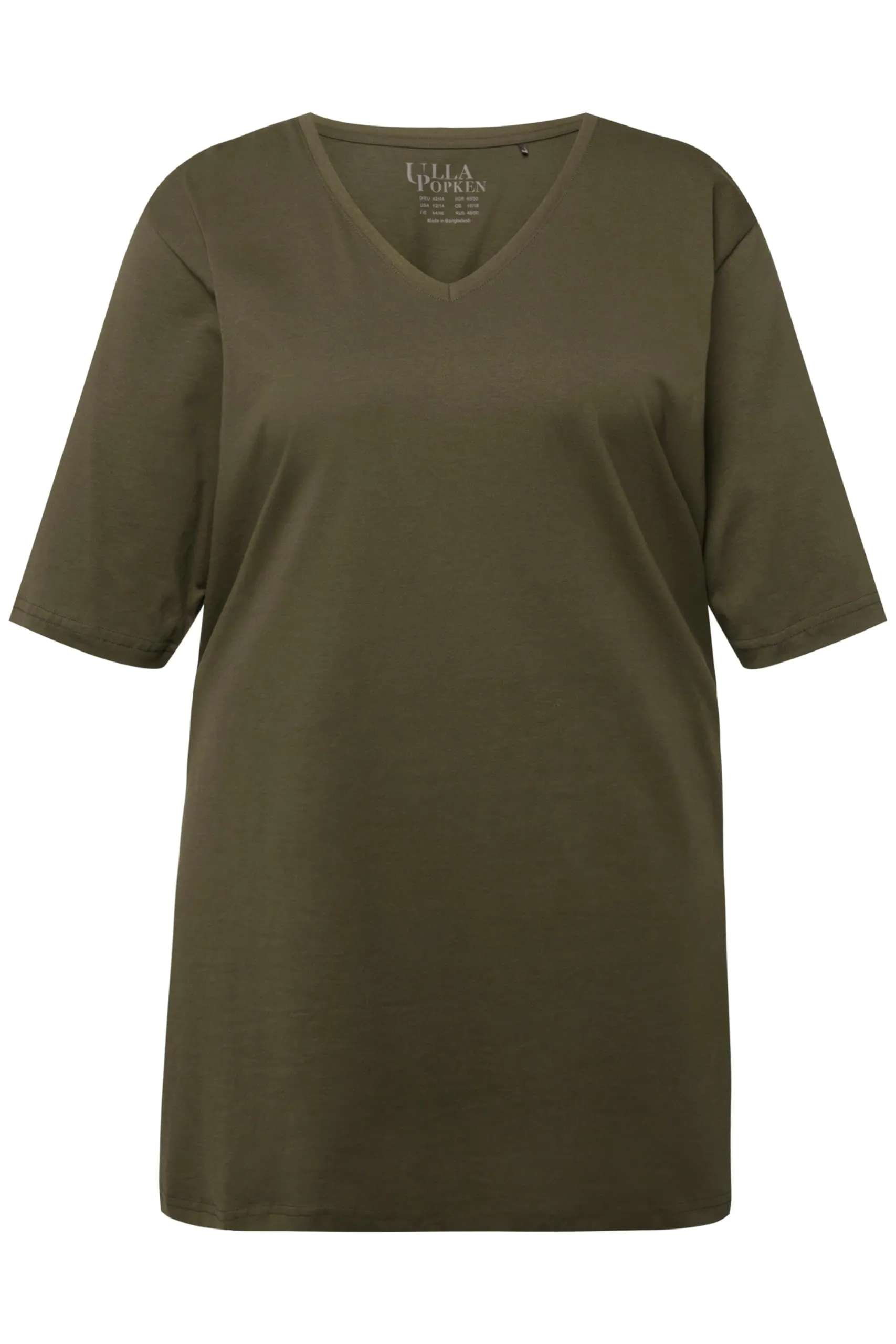 Ulla Popken Maglietta Basic Scollo a V, Foresta Verde, 50-52 Donna - immagine 3