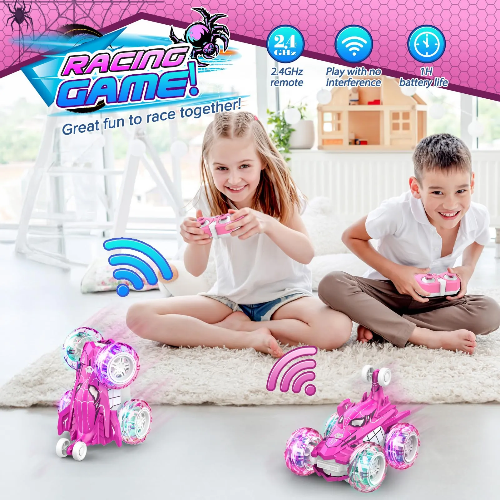Dreamlandia Monster Truck RC Spider Auto Rotante 360° con Luci LED e Ricarica USB - immagine 3