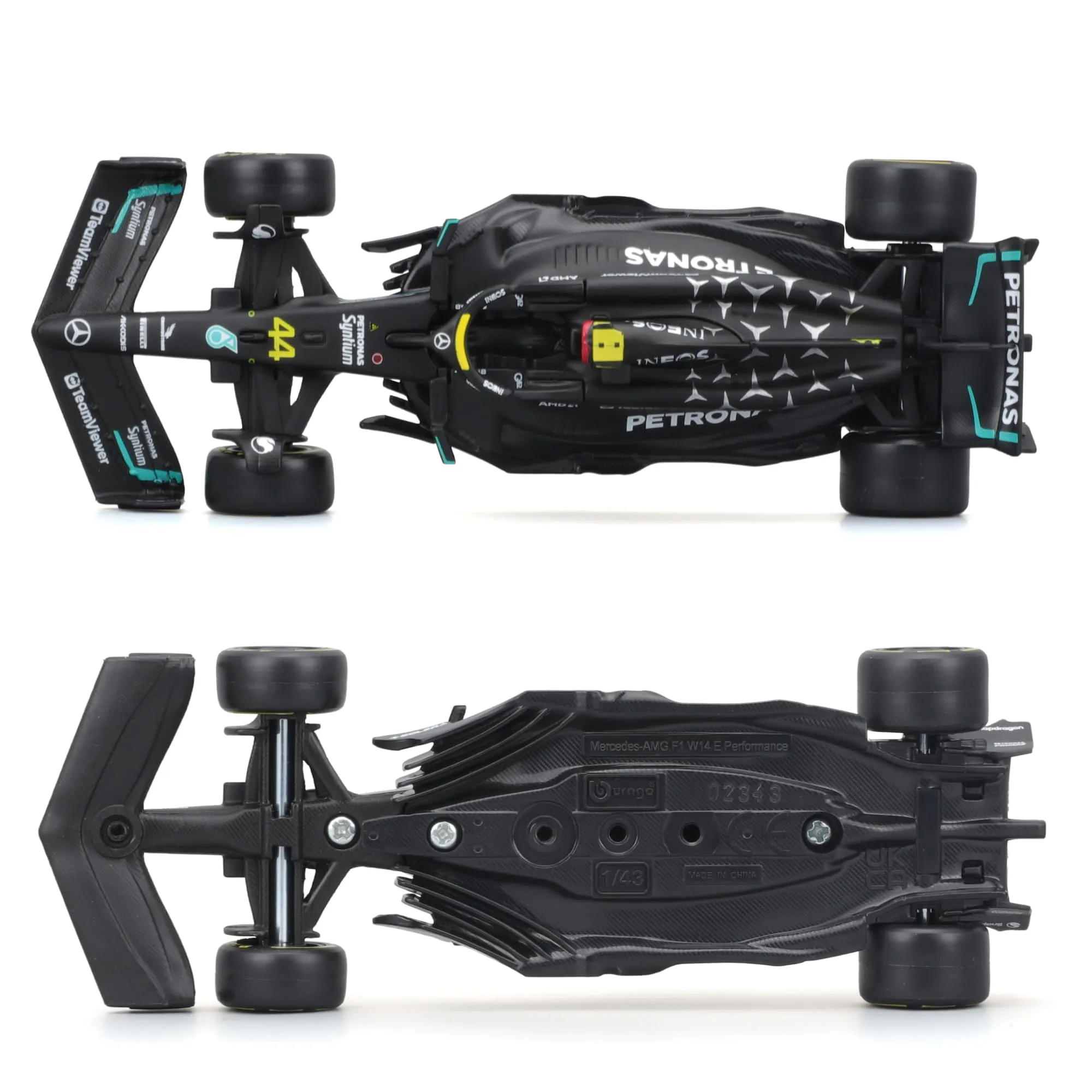 Bburago Mercedes AMG Petronas W14 Lewis Hamilton #44 2023, 1:43 Scale Model - immagine 6
