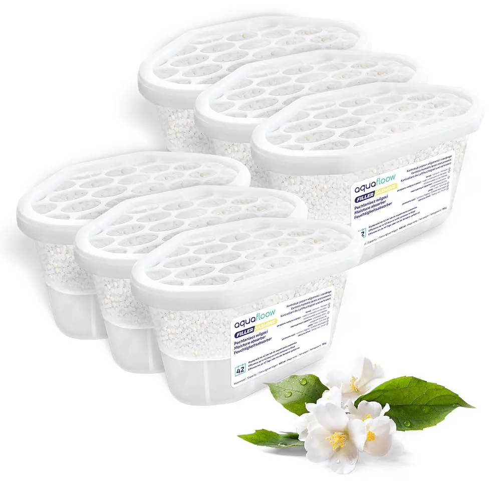 Aquafloow Assorbitore di Umidità per Ambienti 400 ml, Jasmine, 6 Pezzi - immagine 1