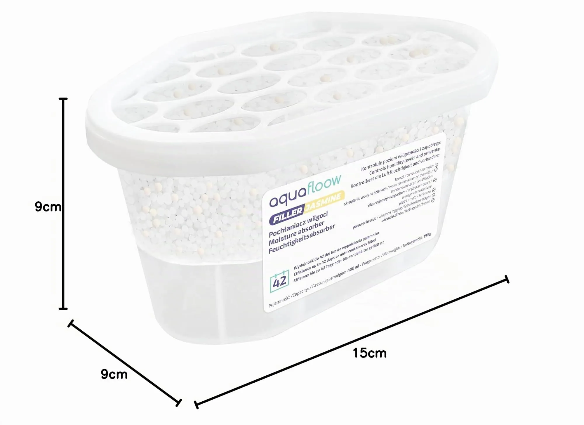 Aquafloow Assorbitore di Umidità per Ambienti 400 ml, Jasmine, 6 Pezzi - immagine 6