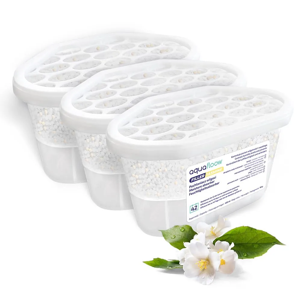 Aquafloow Assorbitore di Umidità per Ambienti 400 ml, Jasmine, 3 Pezzi - immagine 1