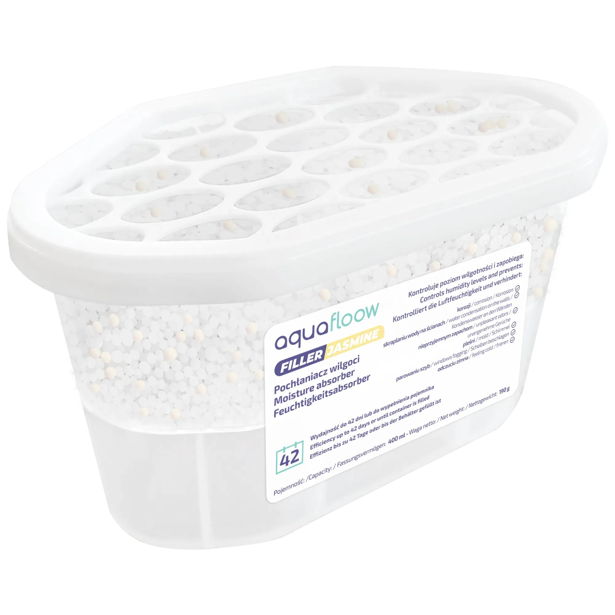 Aquafloow Assorbitore di Umidità per Ambienti 400 ml, Jasmine, 3 Pezzi - immagine 2