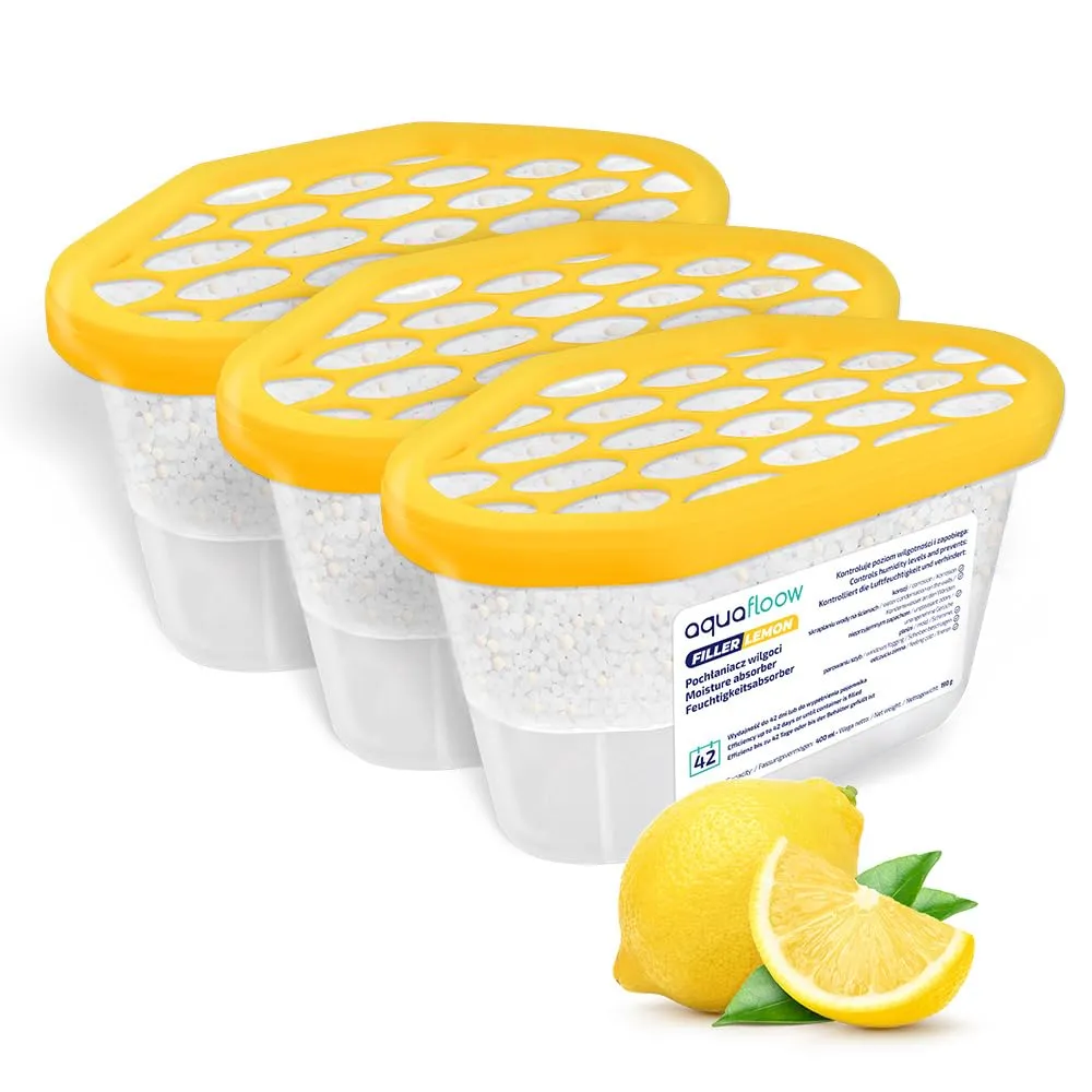 Aquafloow Assorbitore di Umidità per Ambienti, 400 ml, Lemon, 3 Pezzi - immagine 1