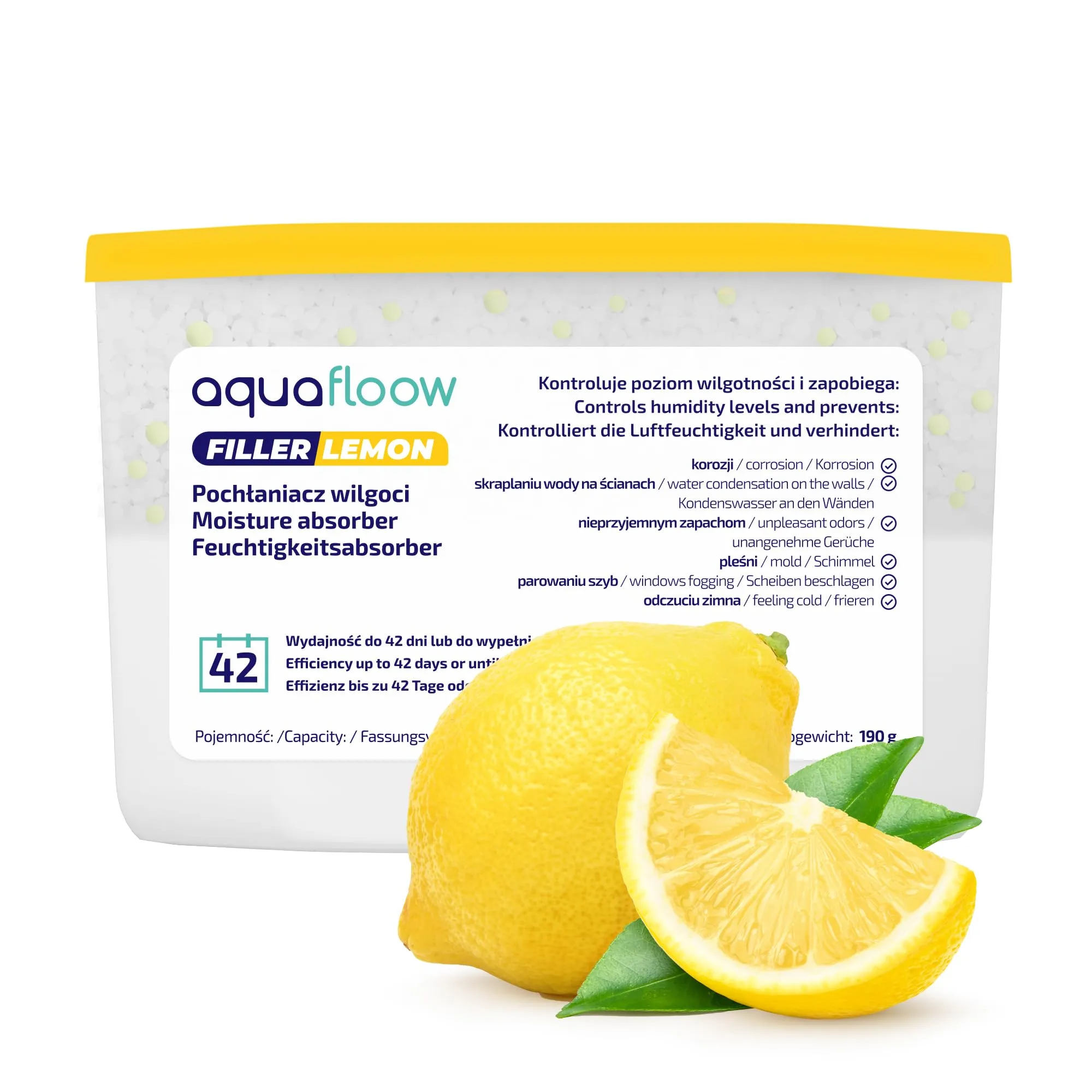 Aquafloow Assorbitore di Umidità per Ambienti, 400 ml, Lemon, 3 Pezzi - immagine 3