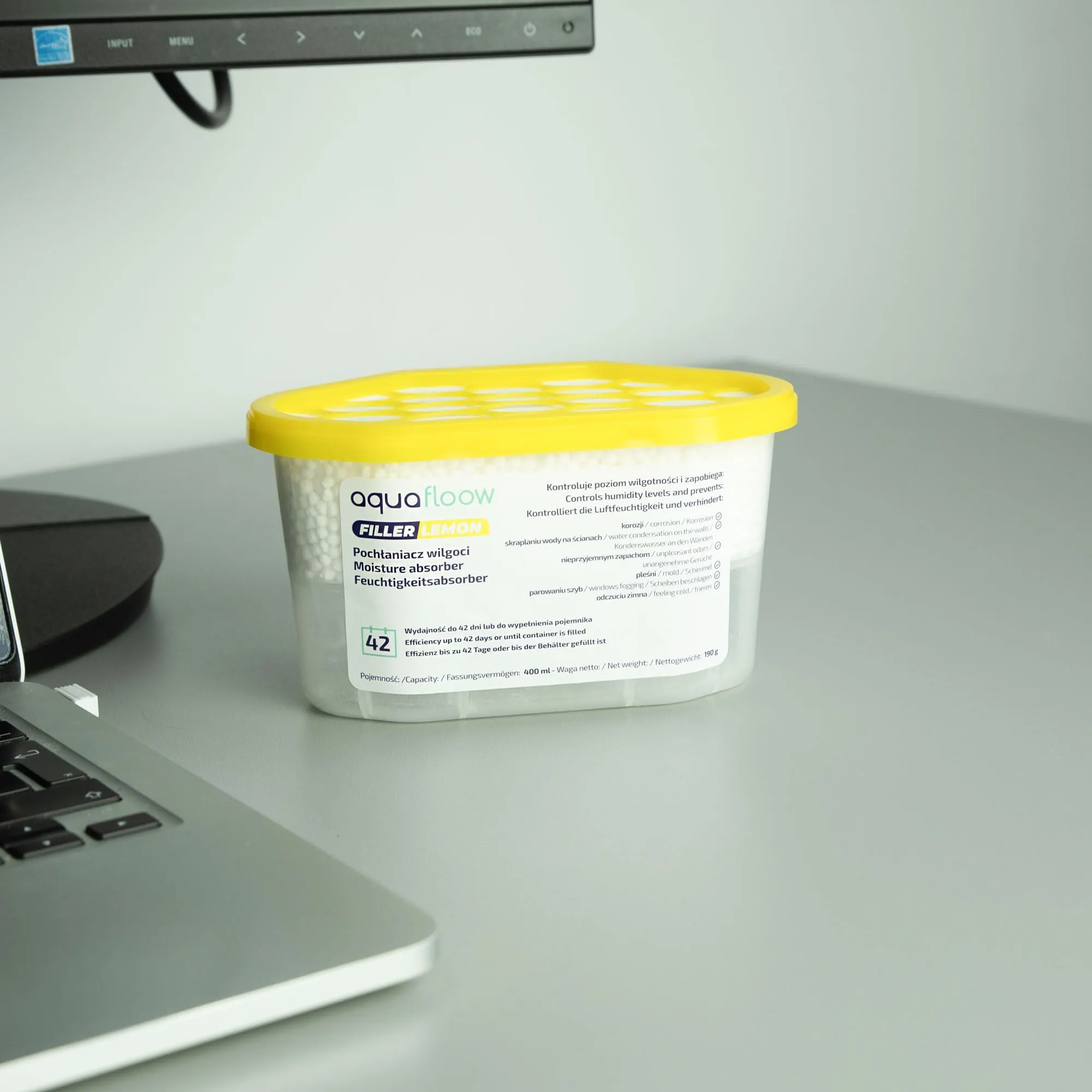 Aquafloow Assorbitore di Umidità per Ambienti, 400 ml, Lemon, 3 Pezzi - immagine 4