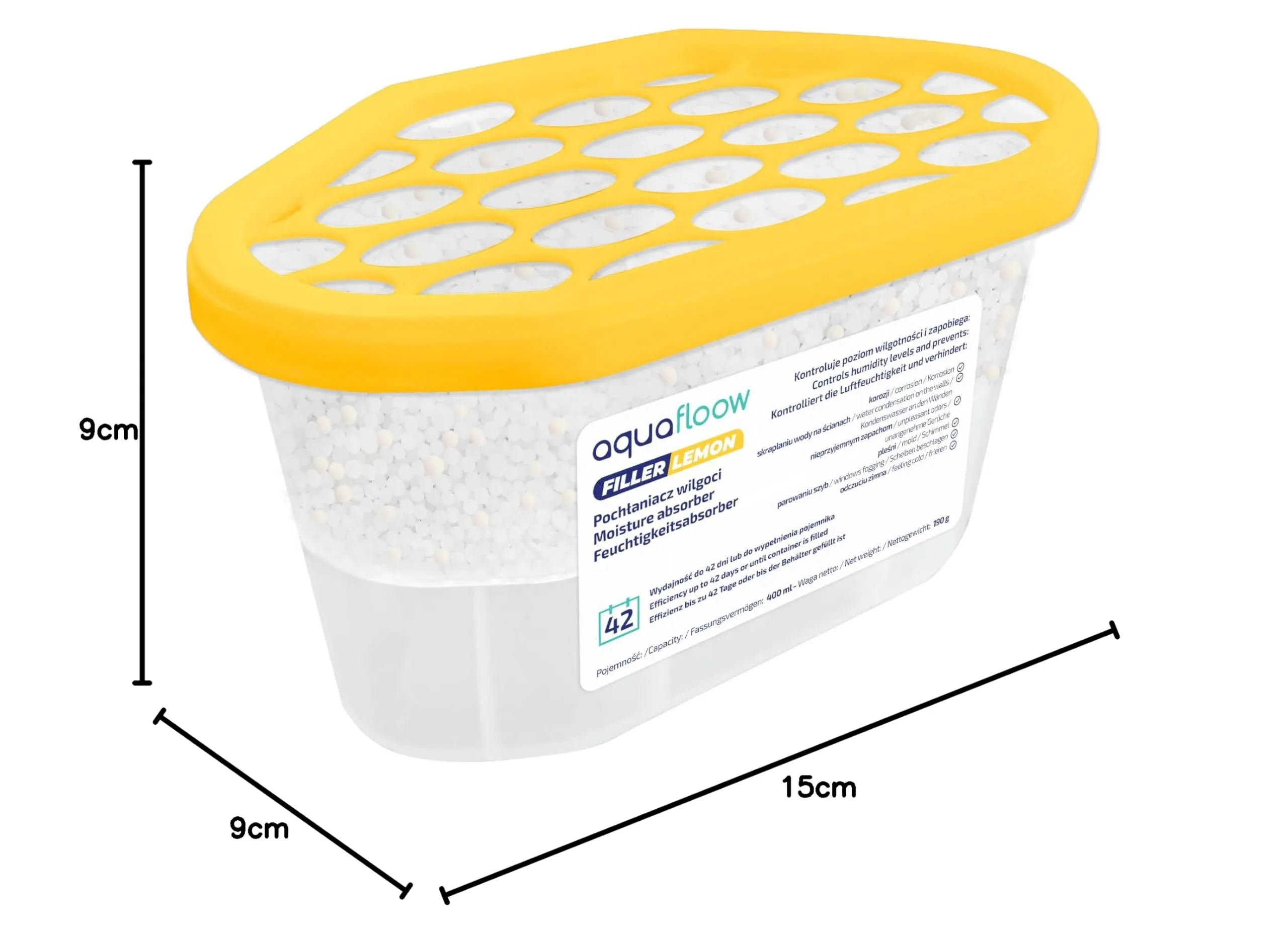 Aquafloow Assorbitore di Umidità per Ambienti, 400 ml, Lemon, 3 Pezzi - immagine 6