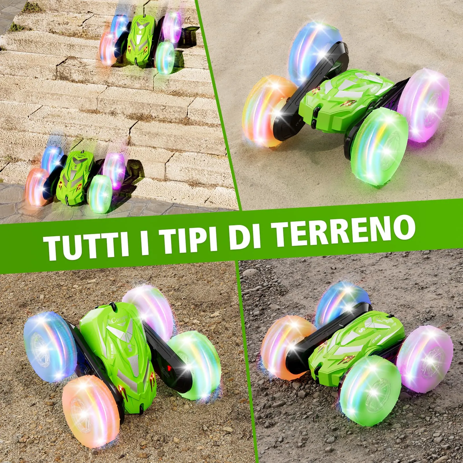 Cocopa Macchina Telecomandata 4WD RC Auto Radiocomandata 4x4 con Luce (Verde) - immagine 5
