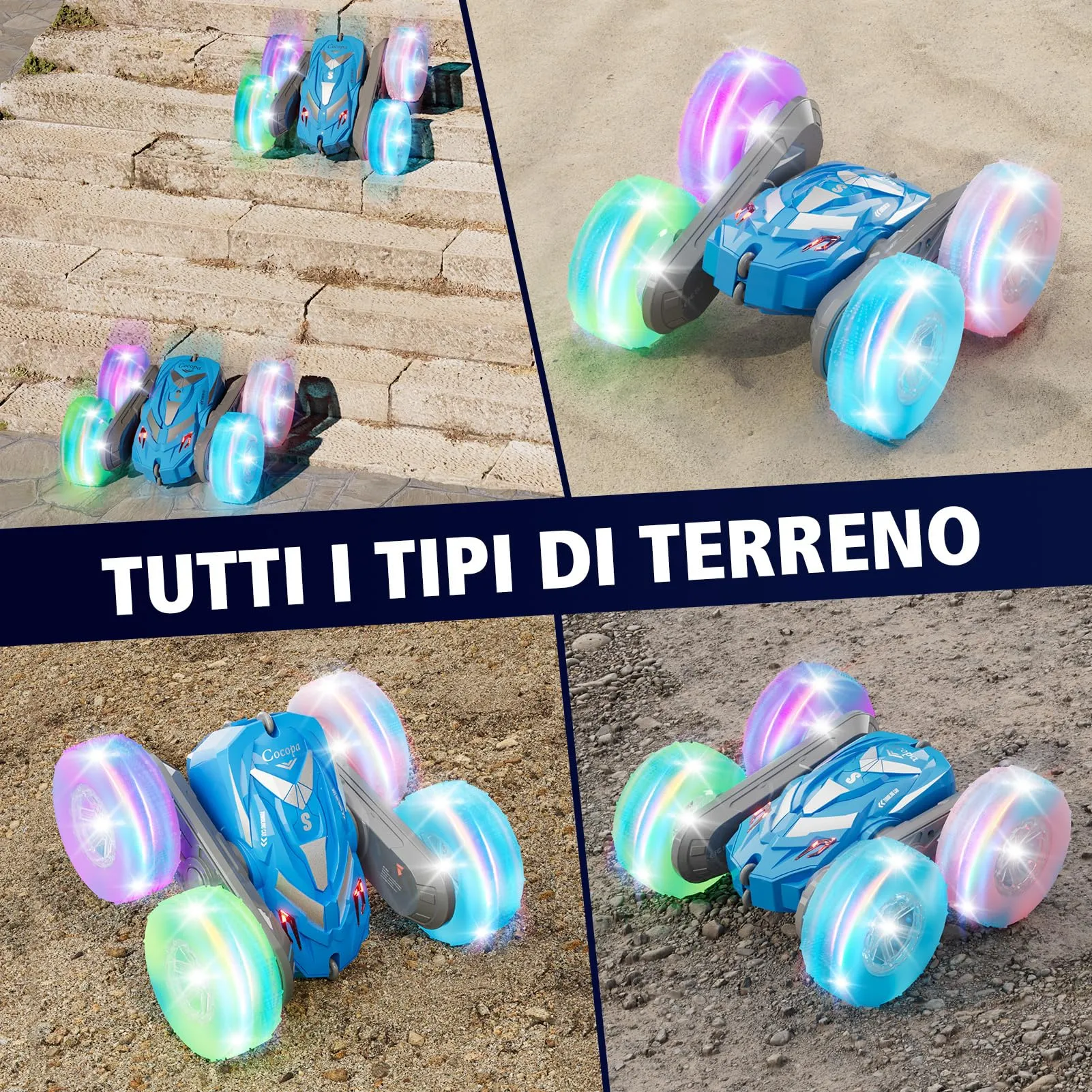 Cocopa Auto Radiocomandata 4X4 Truck con Luce (Blu) - immagine 5