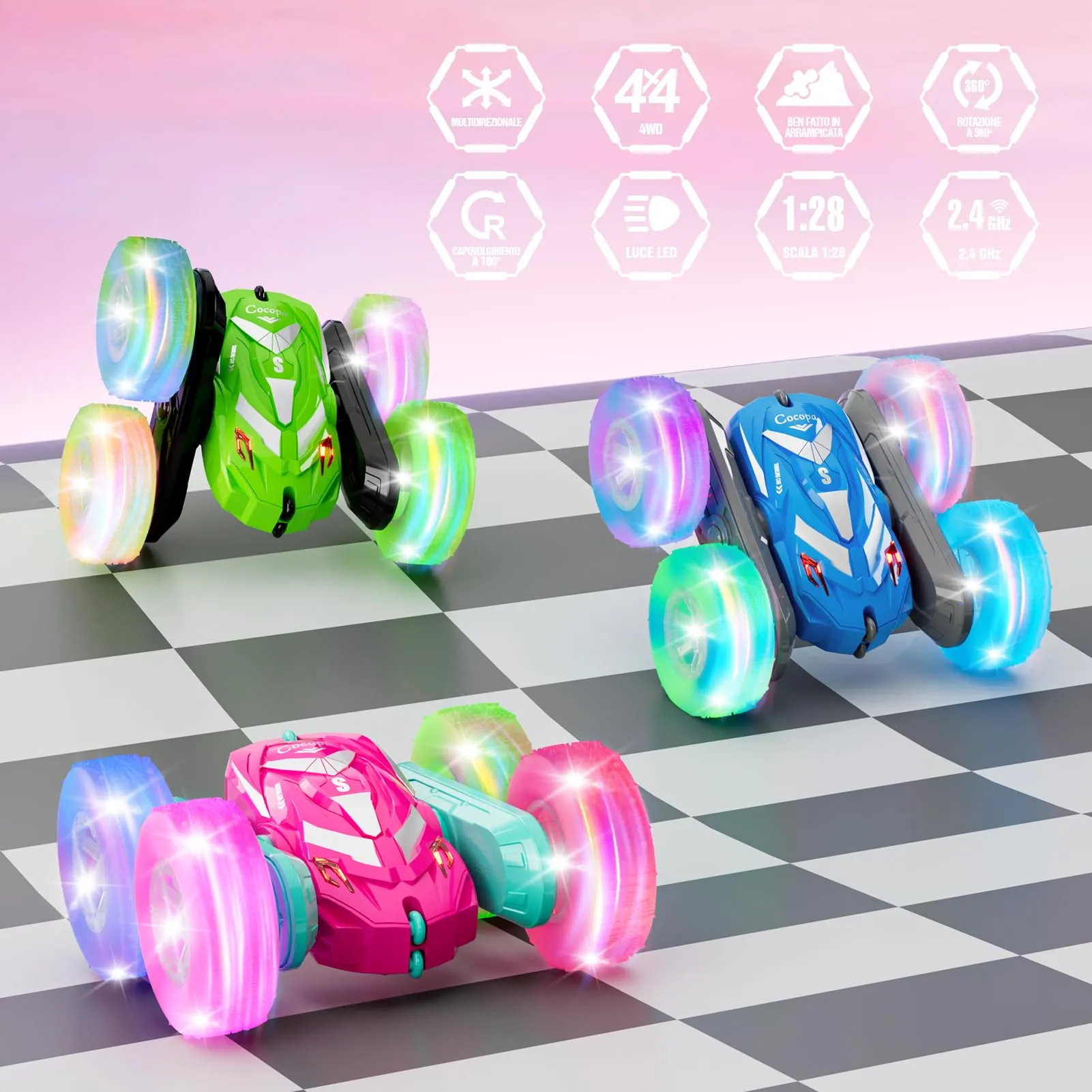 Cocopa Macchina Telecomandata con Luce (Rosa) - immagine 2