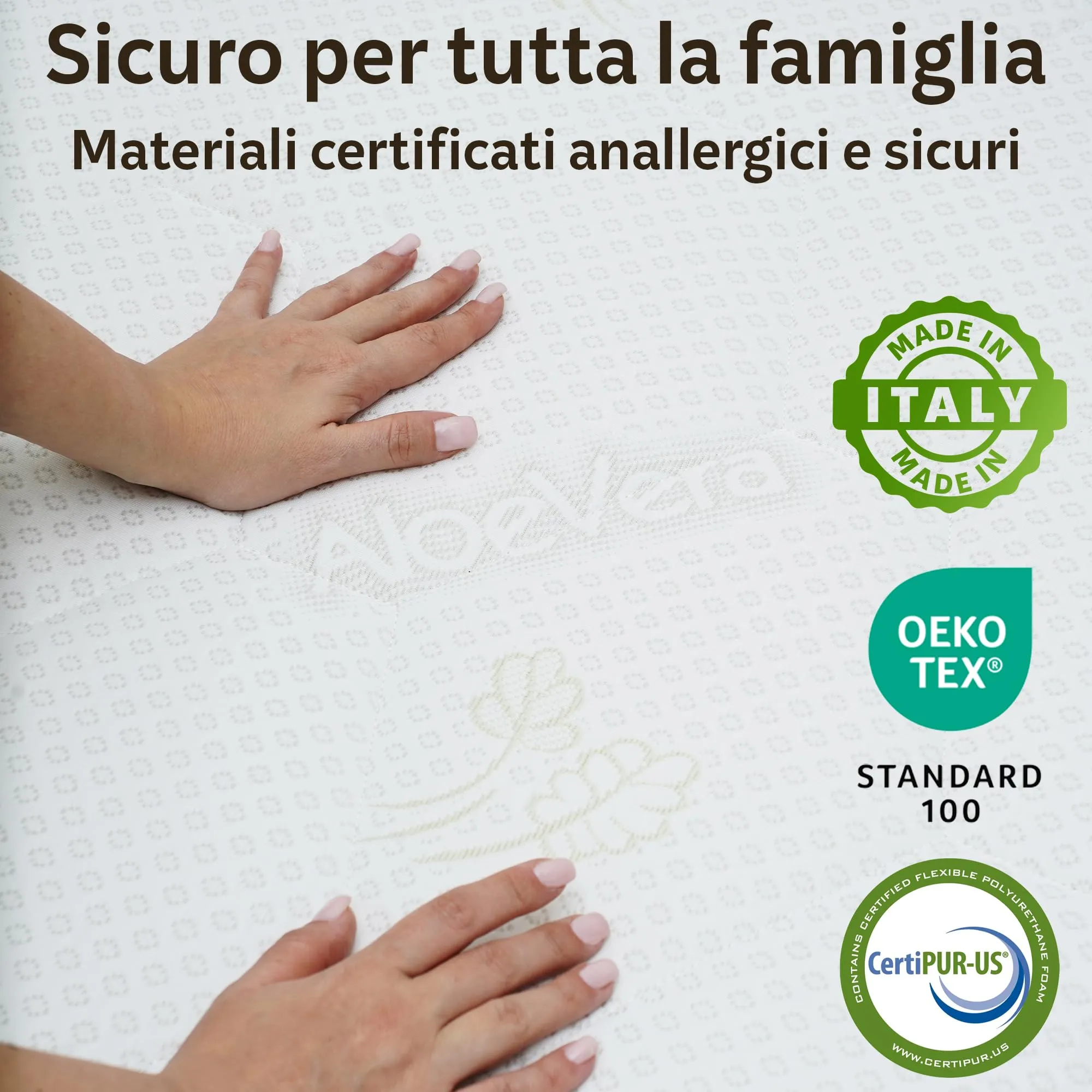 Materassi Russo Materasso Una Piazza e Mezza 120x190 Memory Foam e Waterfoam, 20 cm, Ortopedico Semi Rigido, Aloe Vera, Made in Italy - immagine 6