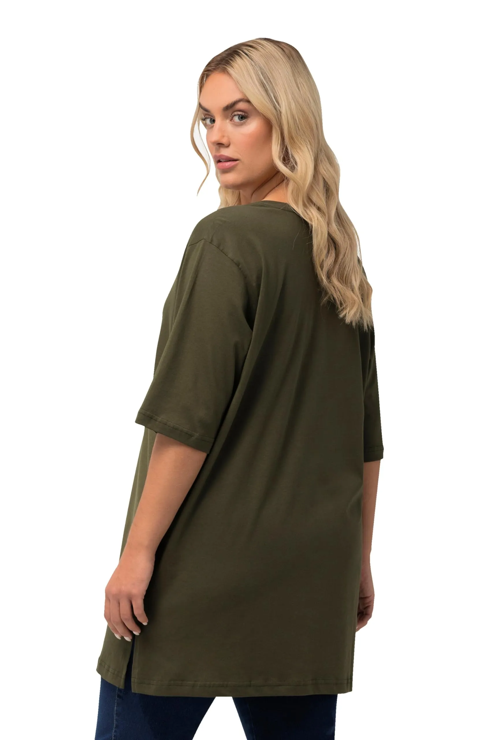 Ulla Popken Maglietta Basic a V, Foresta Verde, 52-54 Donna - immagine 2