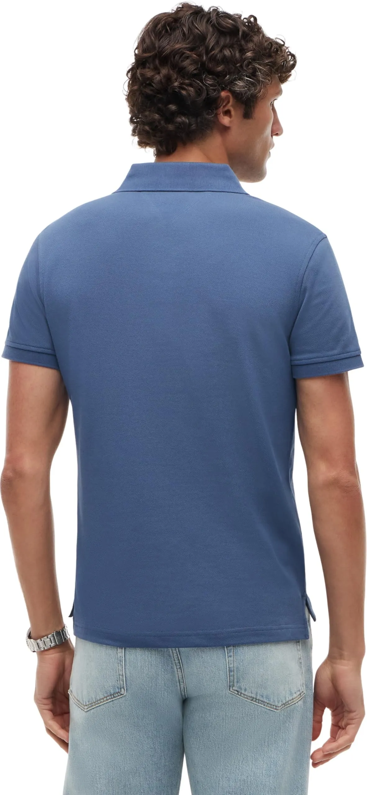 Tommy Hilfiger Polo Maniche Corte Slim Fit, Blu (Aegean Sea), L - immagine 2