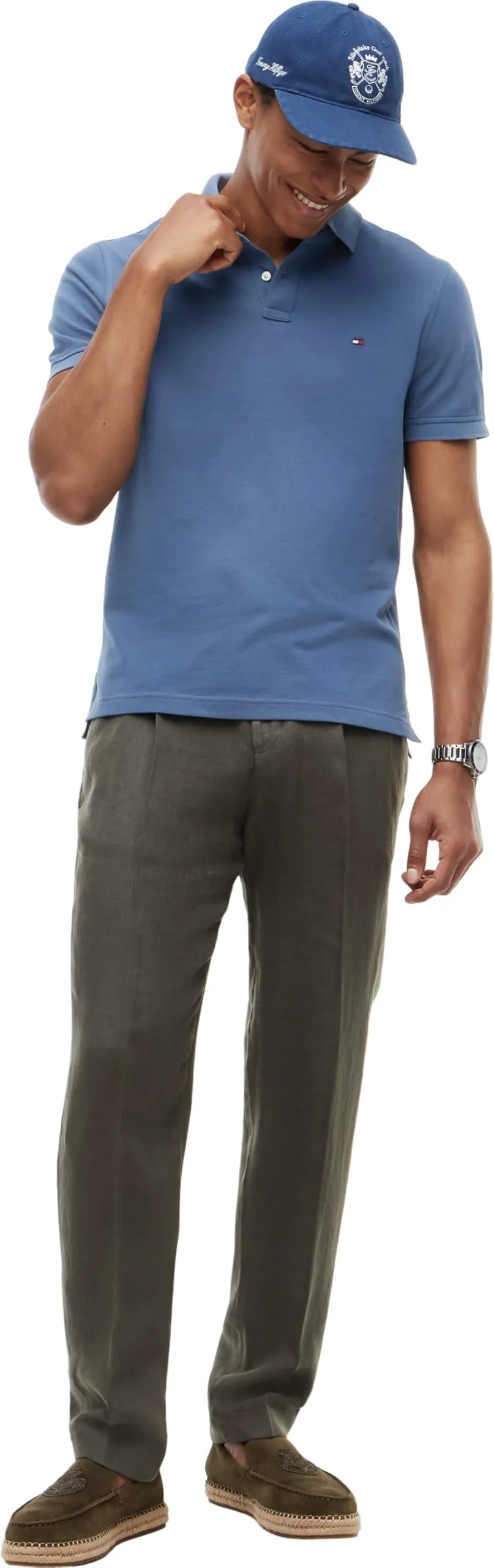 Tommy Hilfiger Polo Maniche Corte Regular Fit, Blu Aegean Sea, L - immagine 5