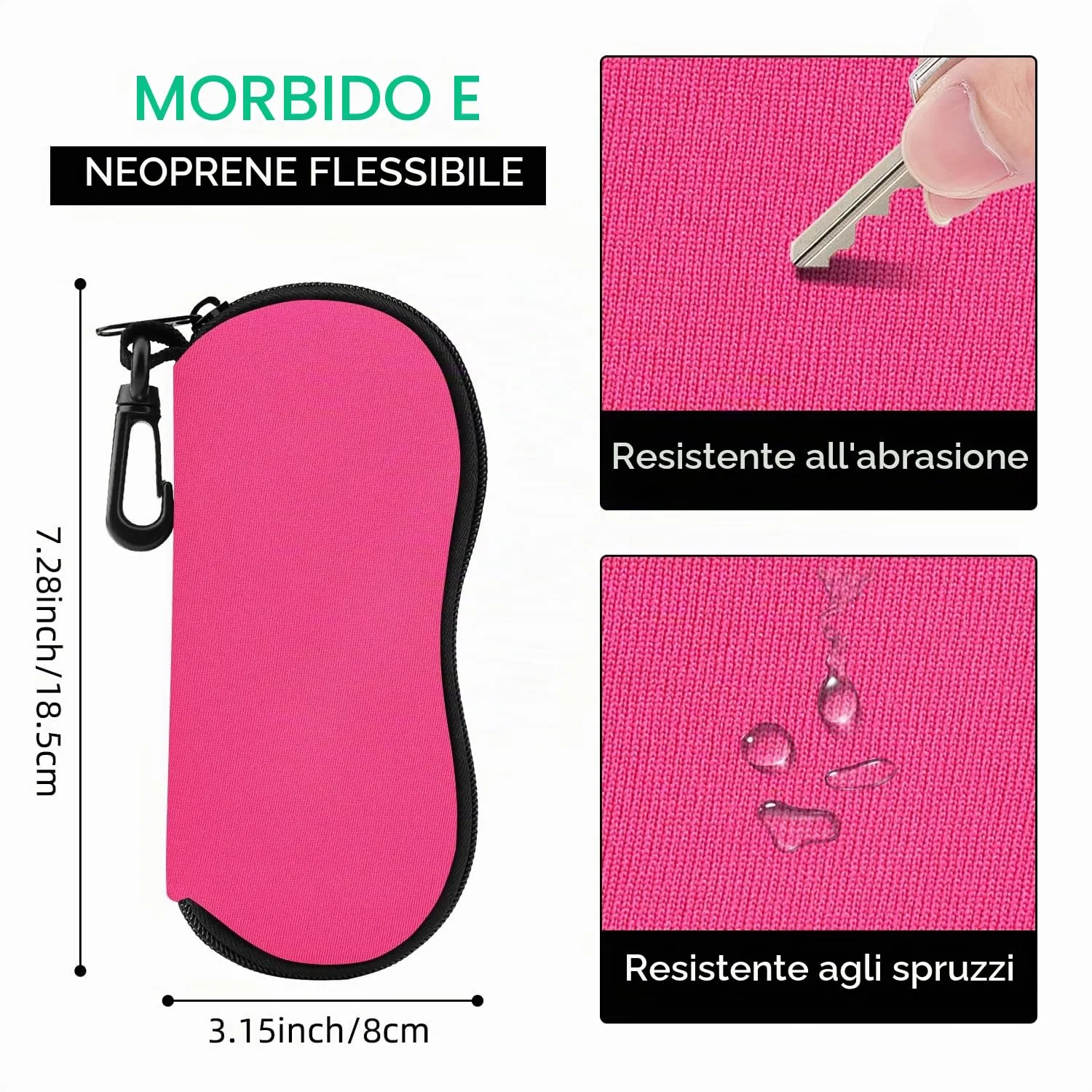 MoKo Custodia in Neoprene per Occhiali da Sole con Clip da Cintura - Magenta - immagine 2
